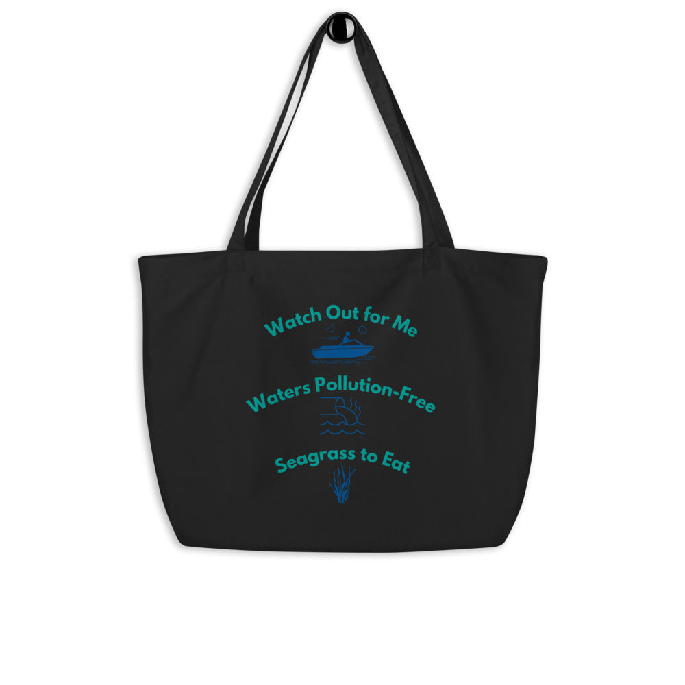 Protect the Manatees Large Organic Cotton Tote Bag