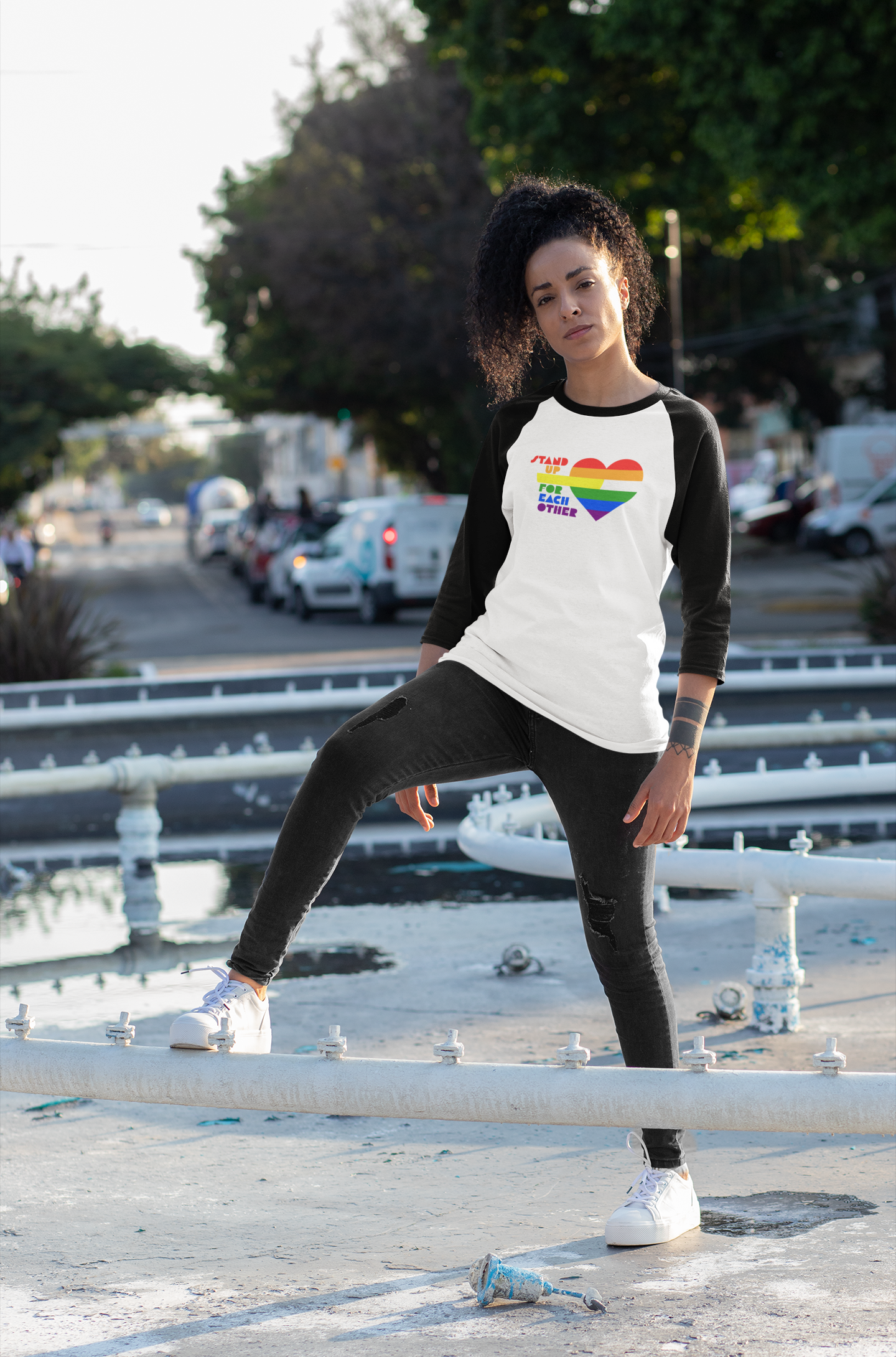 Stand Up For Each Other Pride Adult Unisex 3\4 Sleeve Baseball Shirt