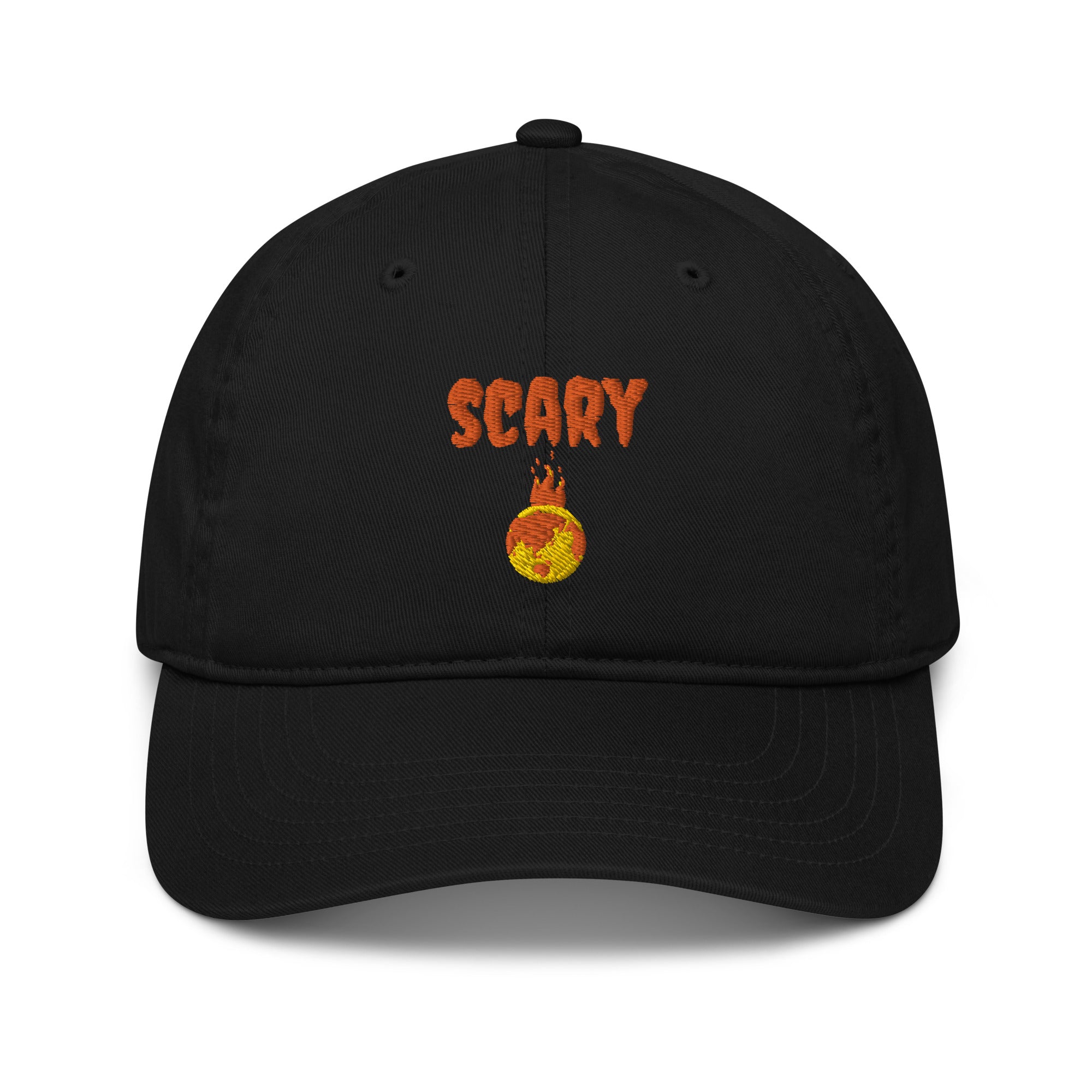 Halloween Embroidered Scary Warming Planet Black Eco Friendly Dad Hat