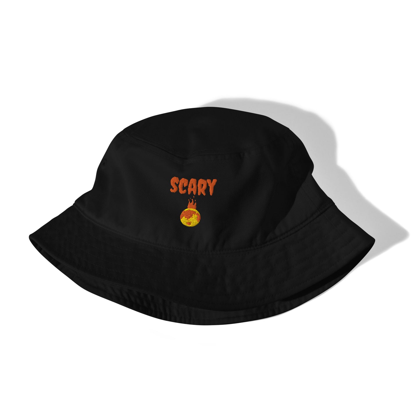 Scary Halloween Embroidered Warming Planet Unisex Black Eco Friendly Bucket Hat