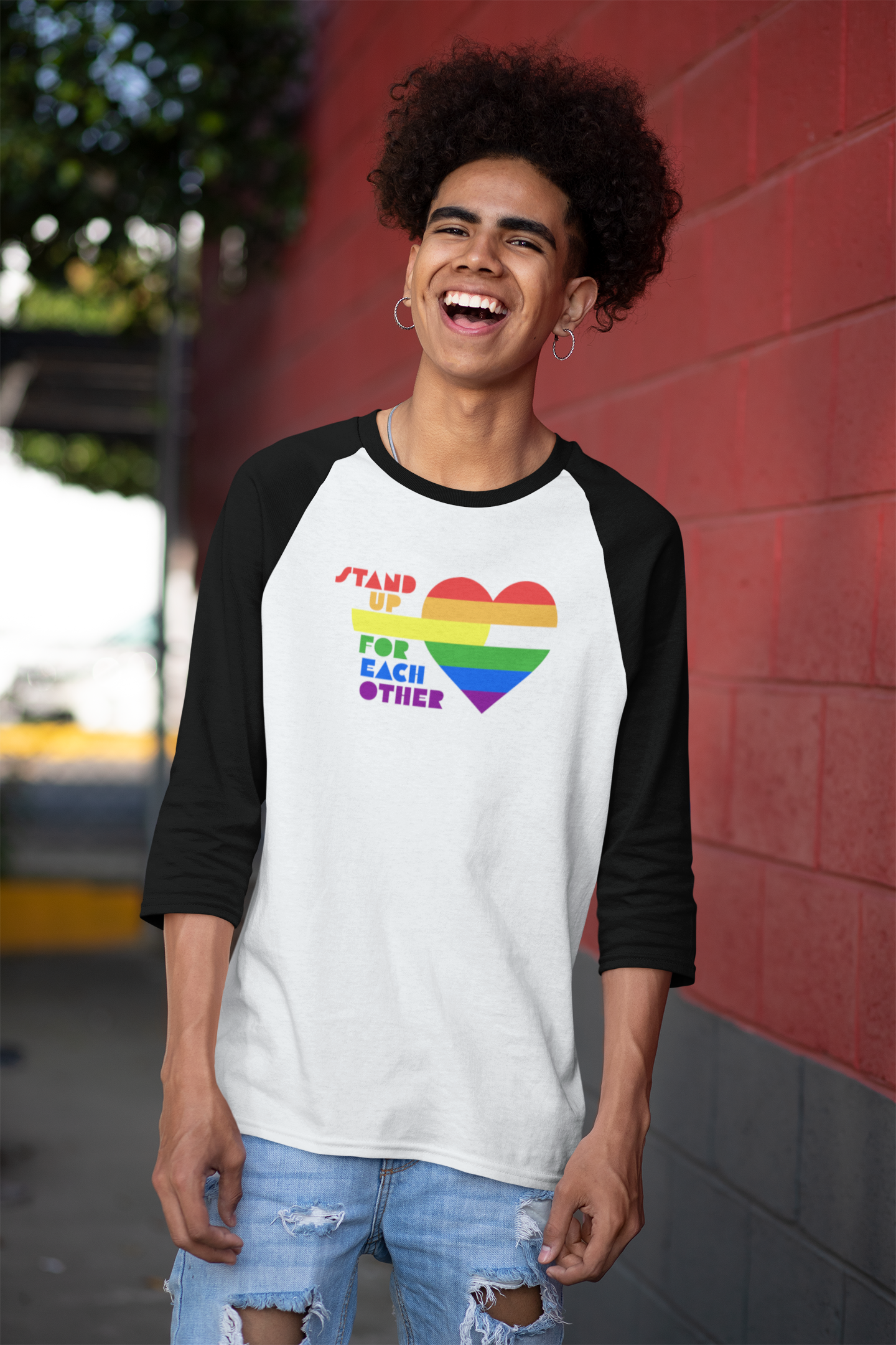 Stand Up For Each Other Pride Adult Unisex 3\4 Sleeve Baseball Shirt