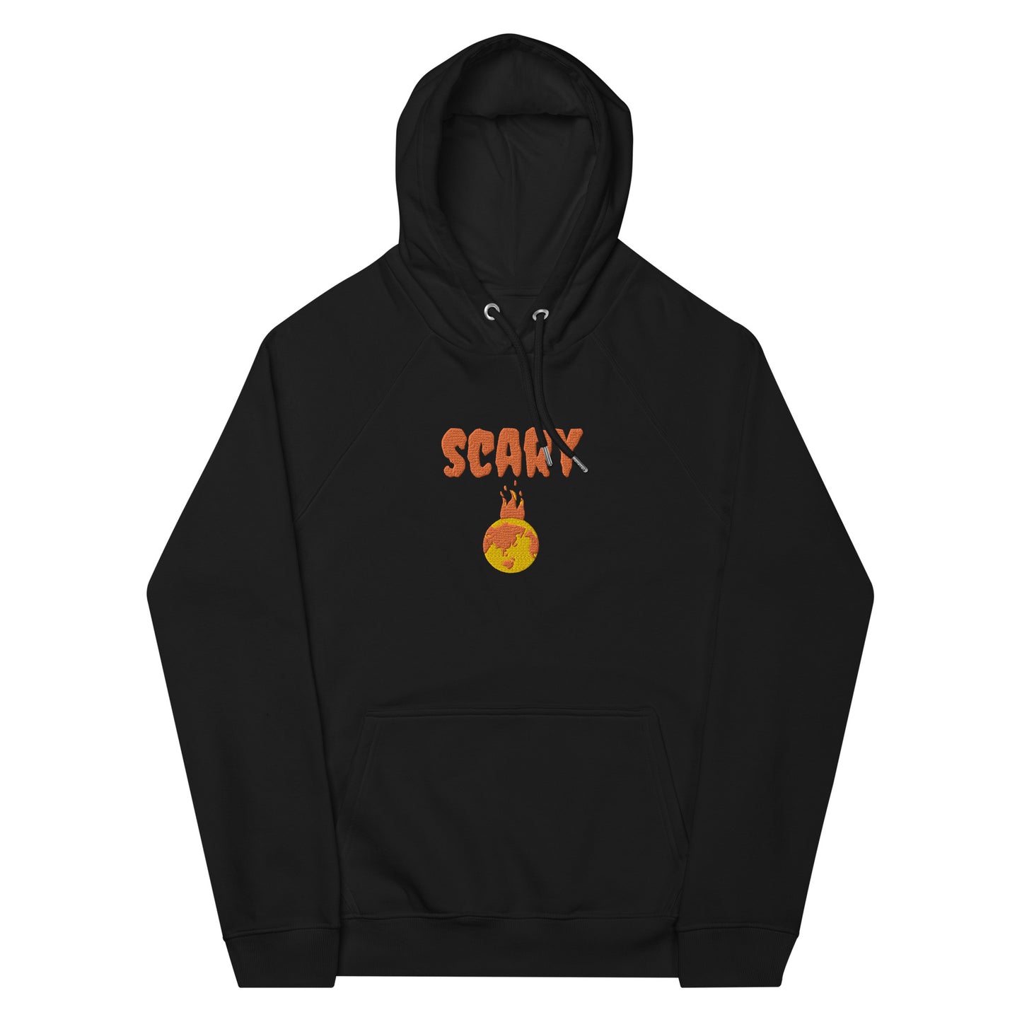 Halloween Embroidered Scary Warming Planet Unisex Eco Friendly Raglan Hoodie