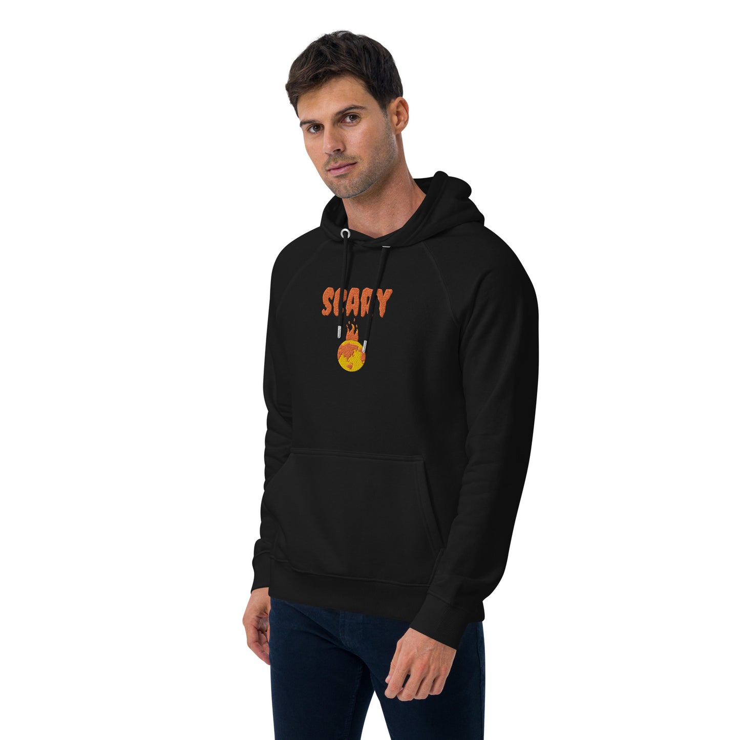 Halloween Embroidered Scary Warming Planet Unisex Eco Friendly Raglan Hoodie