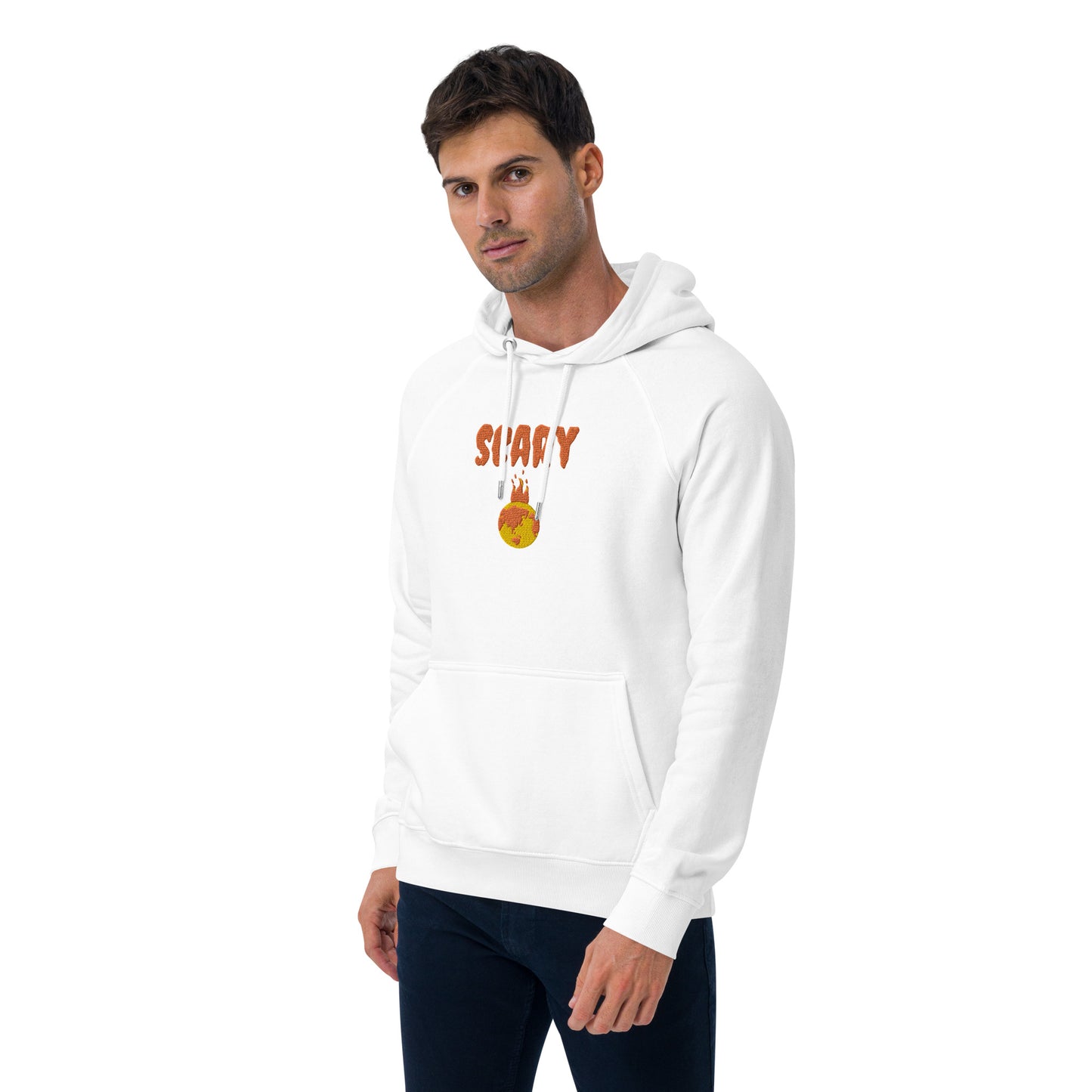 Halloween Embroidered Scary Warming Planet Unisex Eco Friendly Raglan Hoodie