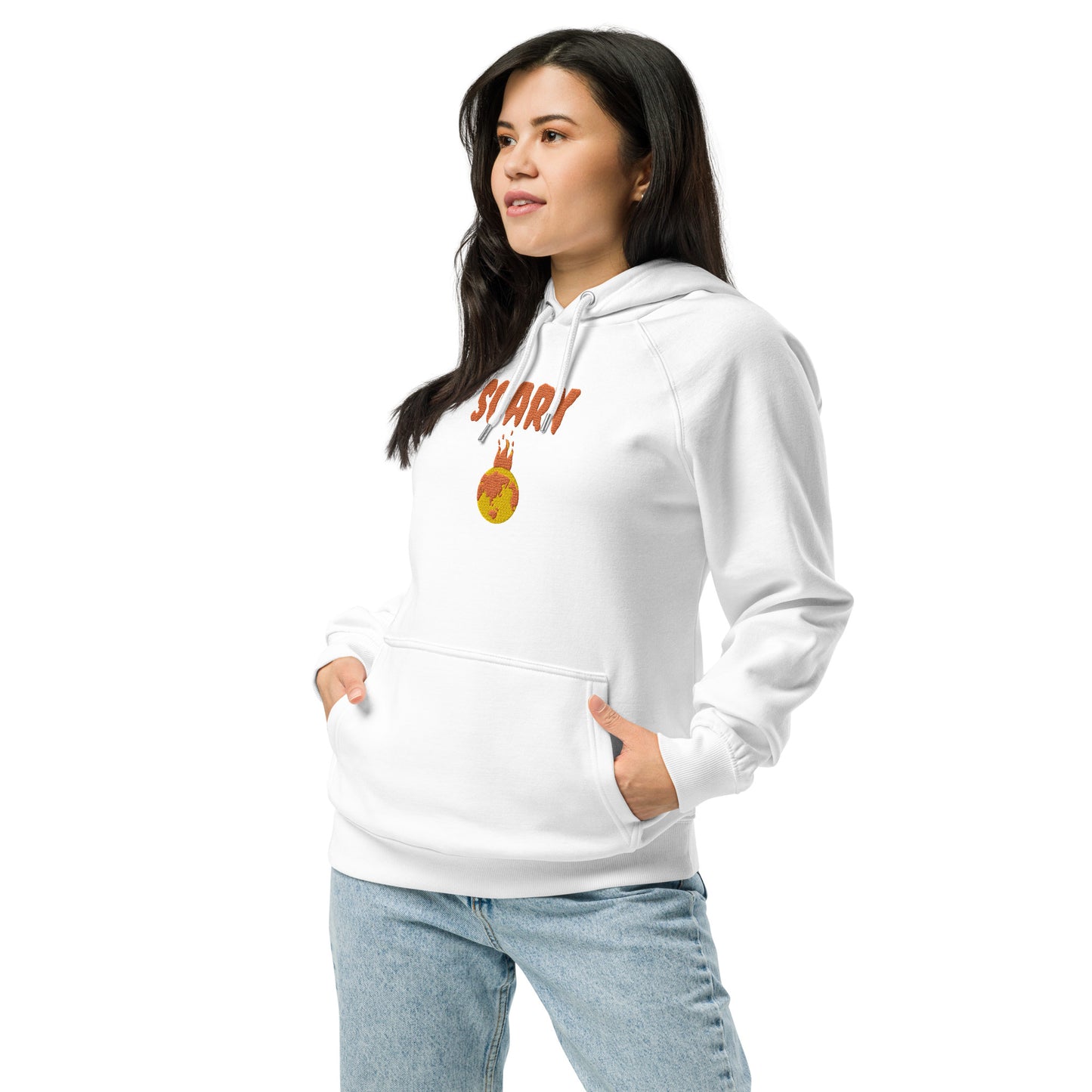 Halloween Embroidered Scary Warming Planet Unisex Eco Friendly Raglan Hoodie
