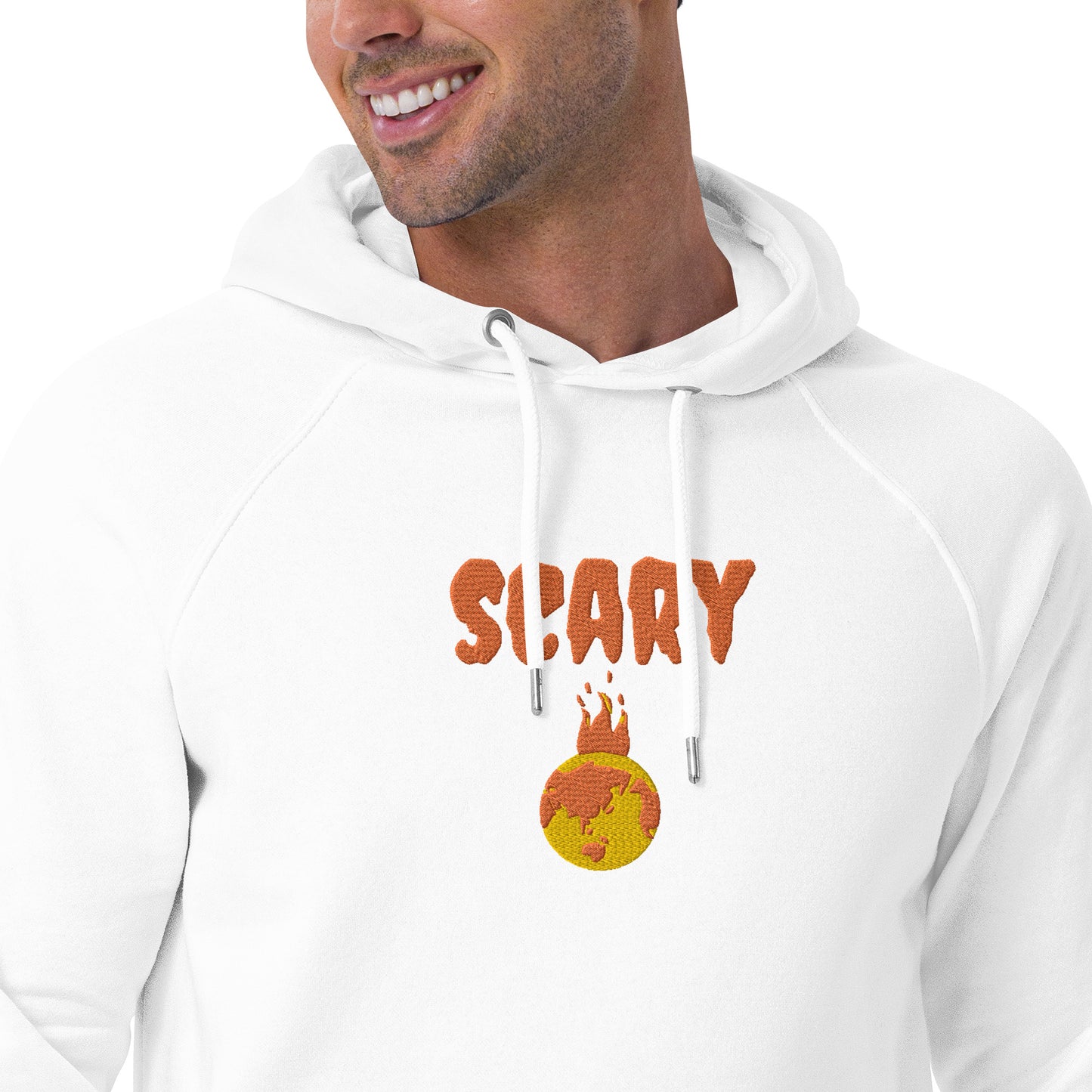 Halloween Embroidered Scary Warming Planet Unisex Eco Friendly Raglan Hoodie