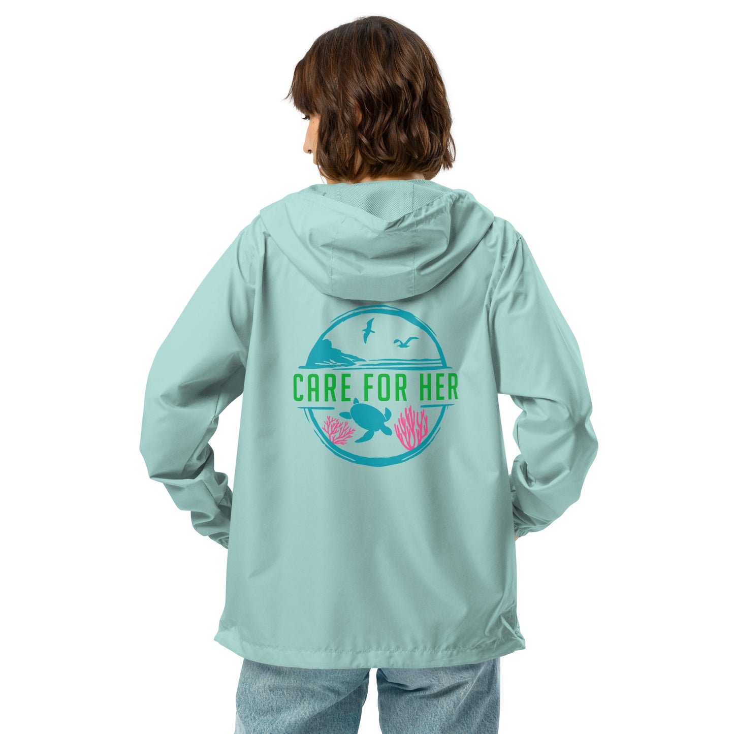 Care for Planet Earth Against Climate Change Unisex Lightweight Zip Up Windbreaker