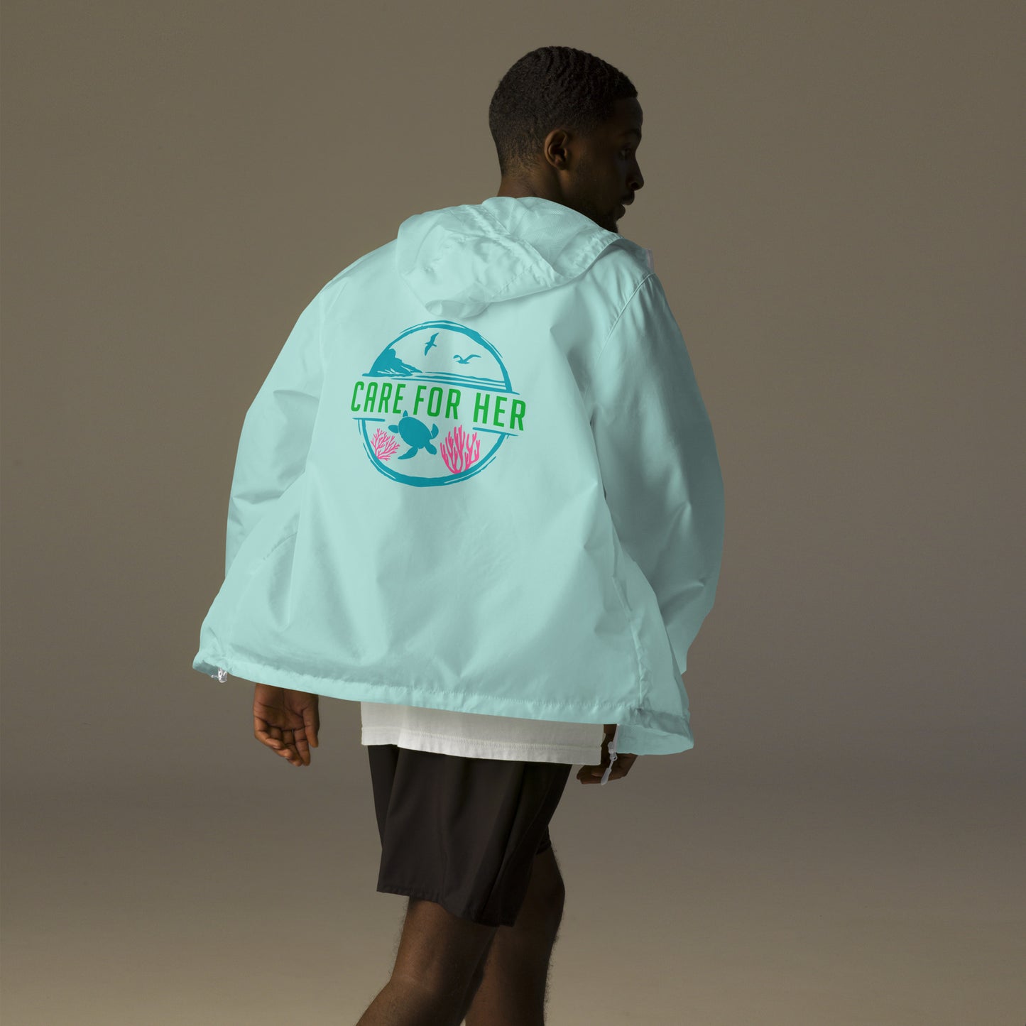 Care for Planet Earth Against Climate Change Unisex Lightweight Zip Up Windbreaker