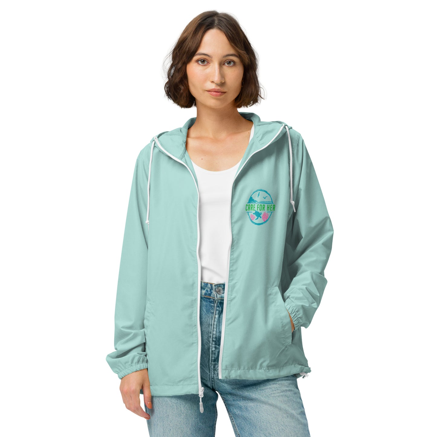 Care for Planet Earth Against Climate Change Unisex Lightweight Zip Up Windbreaker