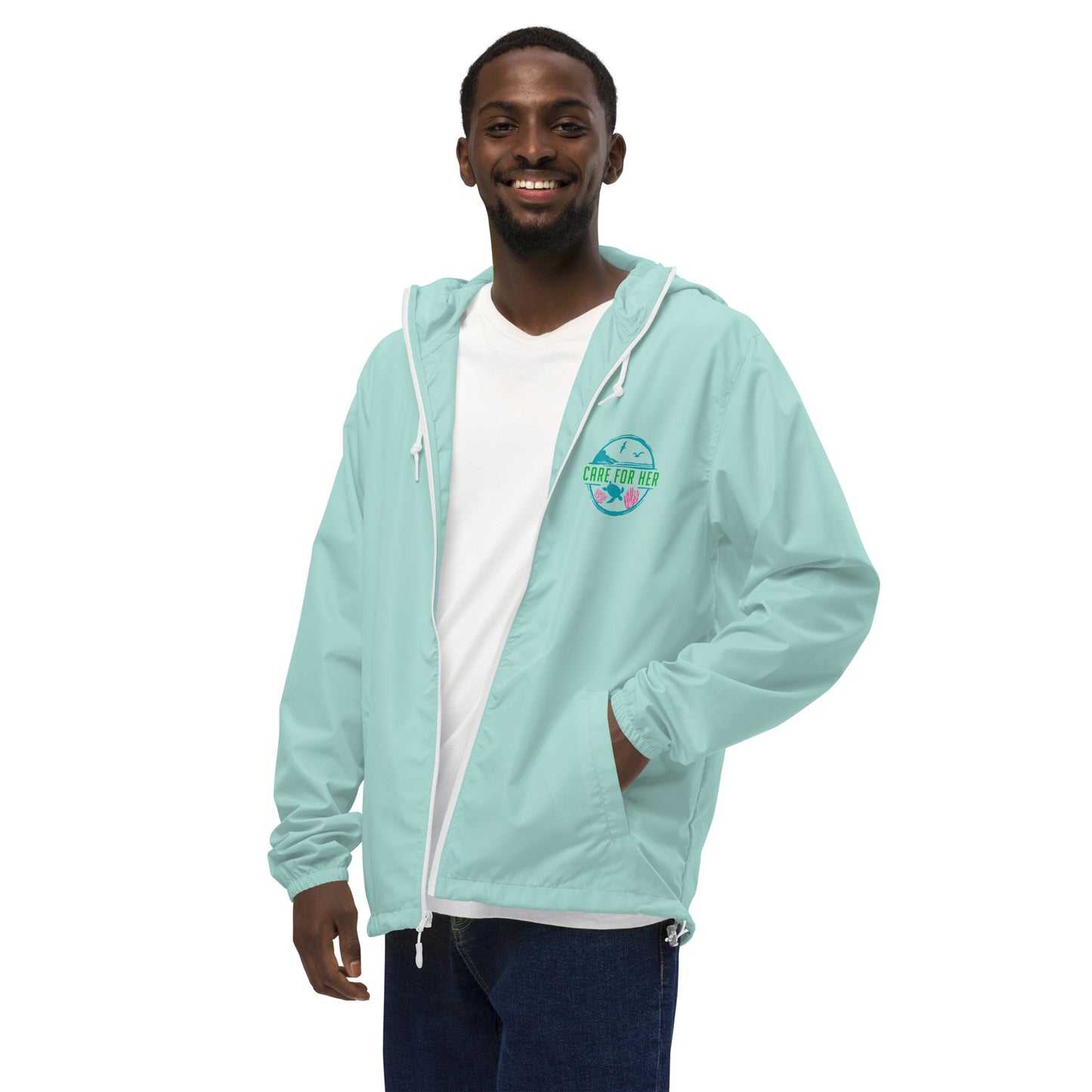 Care for Planet Earth Against Climate Change Unisex Lightweight Zip Up Windbreaker
