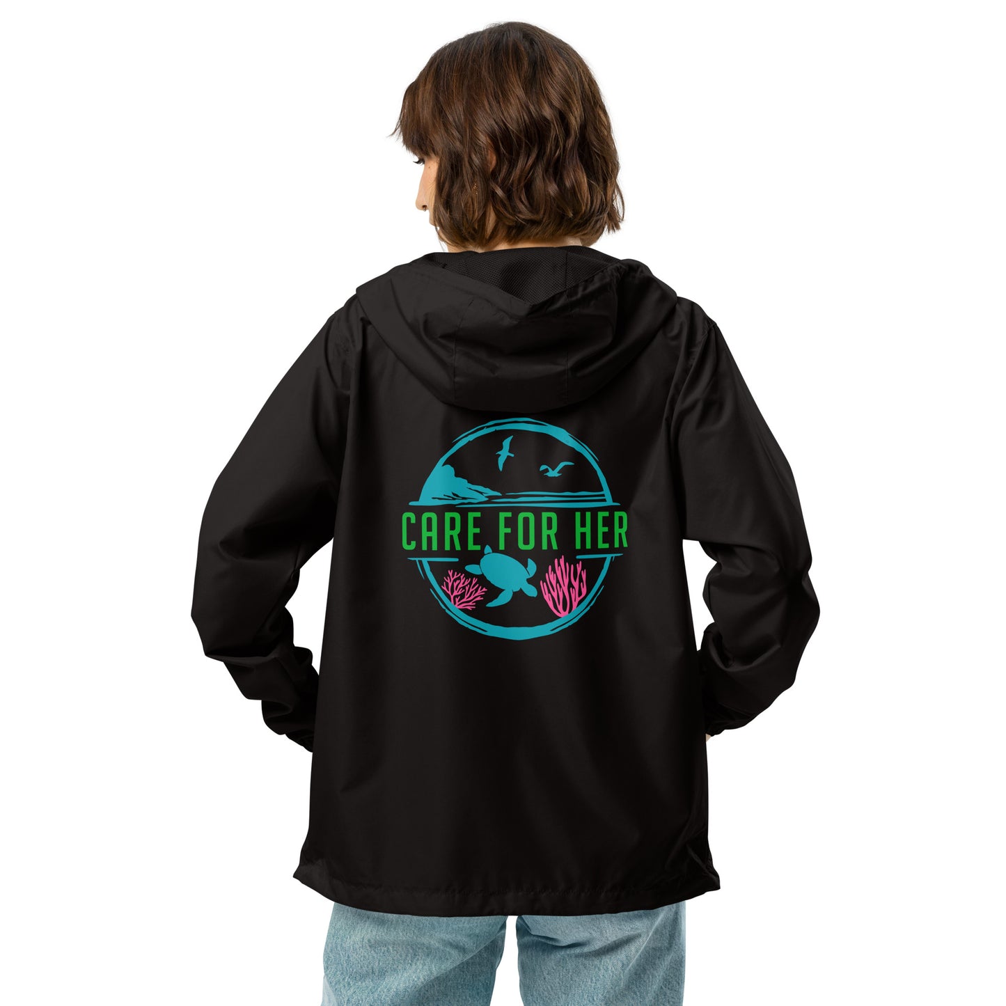 Care for Planet Earth Against Climate Change Unisex Lightweight Zip Up Windbreaker