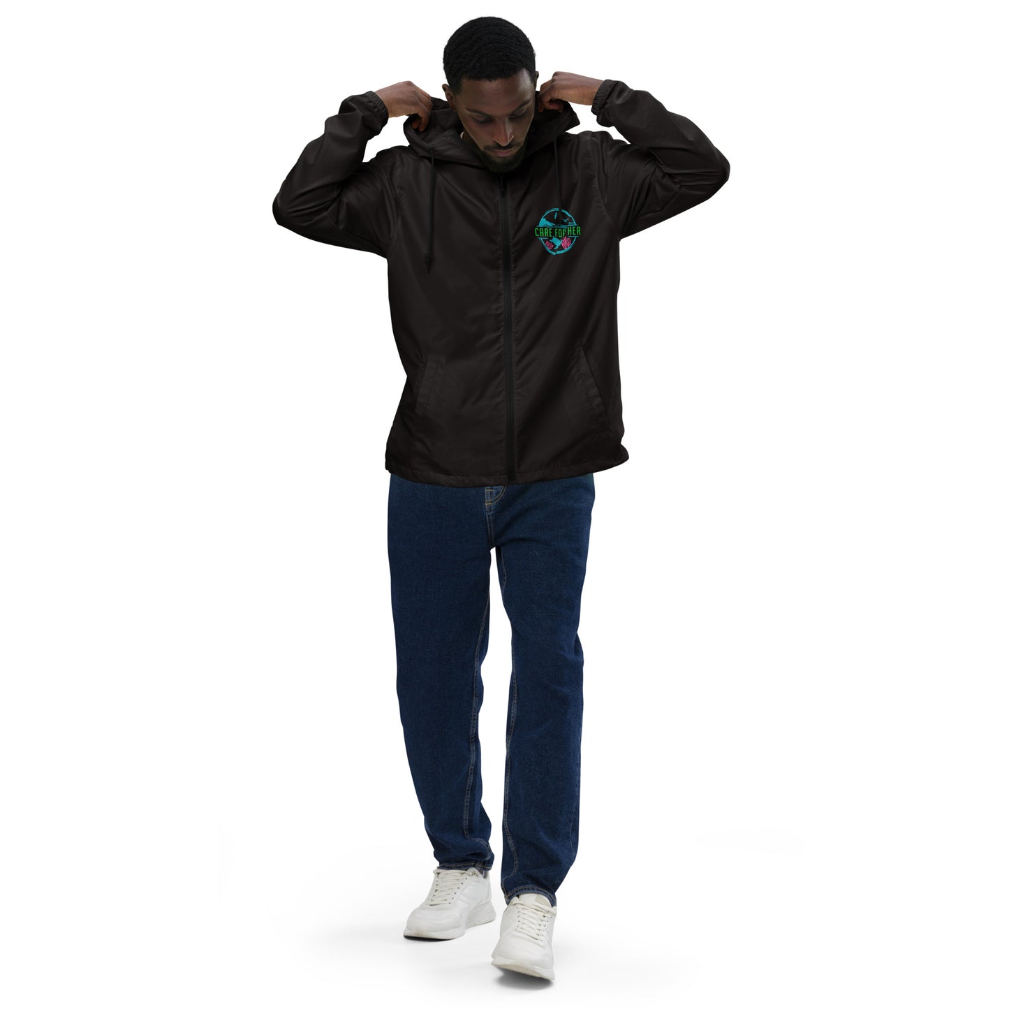 Care for Planet Earth Against Climate Change Unisex Lightweight Zip Up Windbreaker