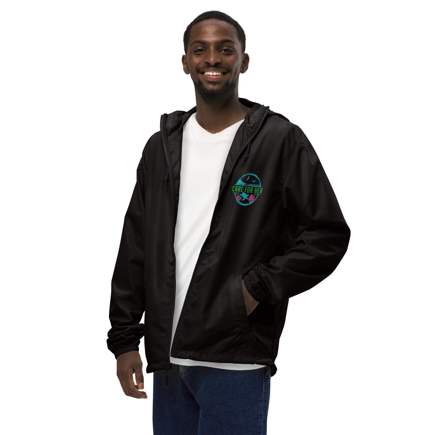 Care for Planet Earth Against Climate Change Unisex Lightweight Zip Up Windbreaker