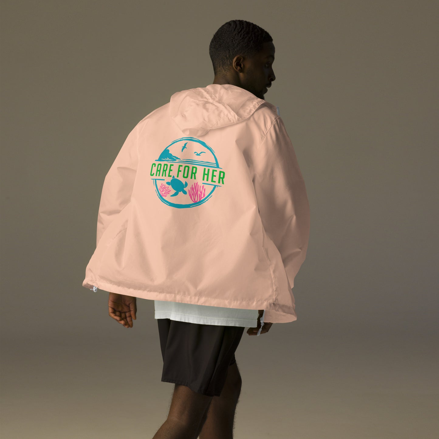 Care for Planet Earth Against Climate Change Unisex Lightweight Zip Up Windbreaker