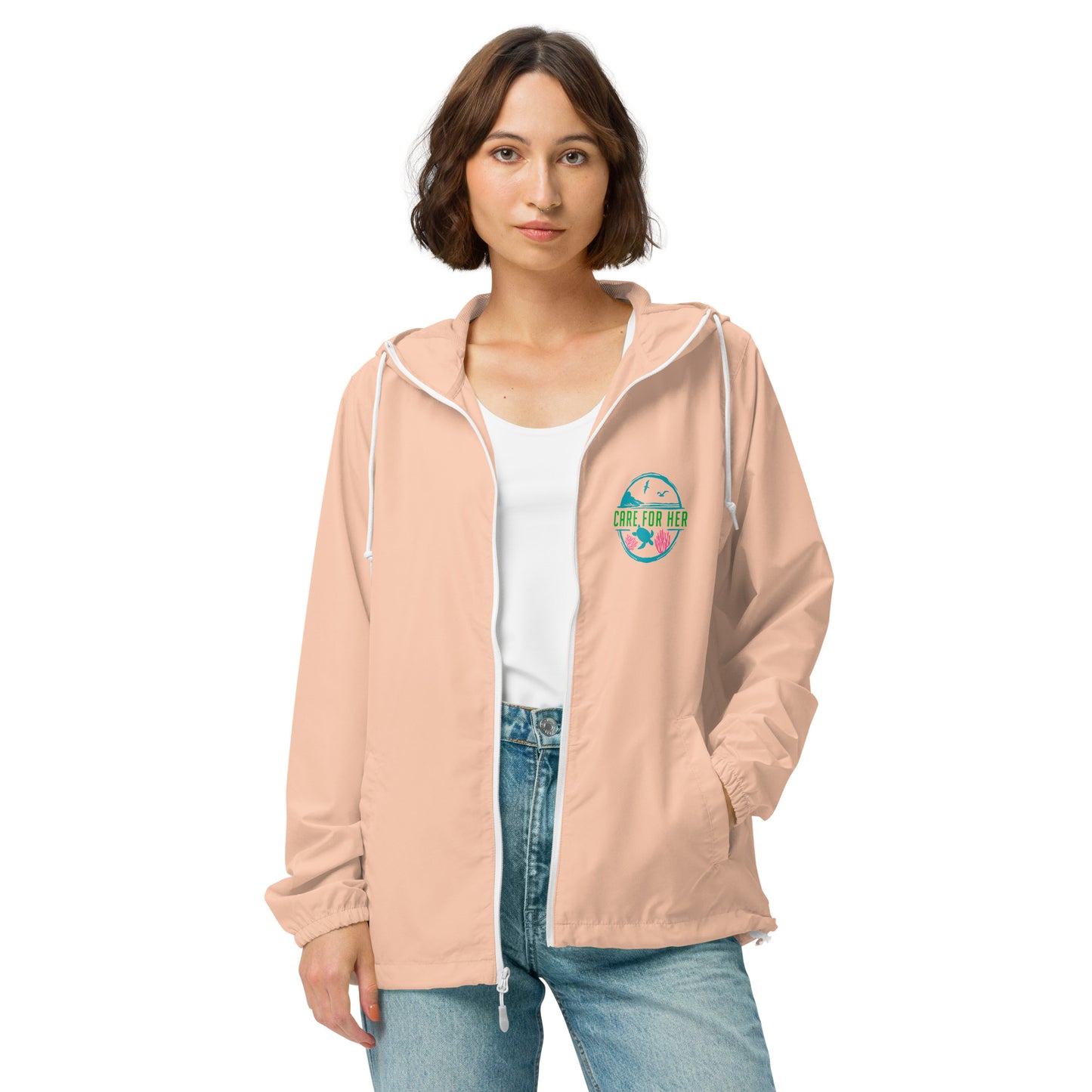 Care for Planet Earth Against Climate Change Unisex Lightweight Zip Up Windbreaker