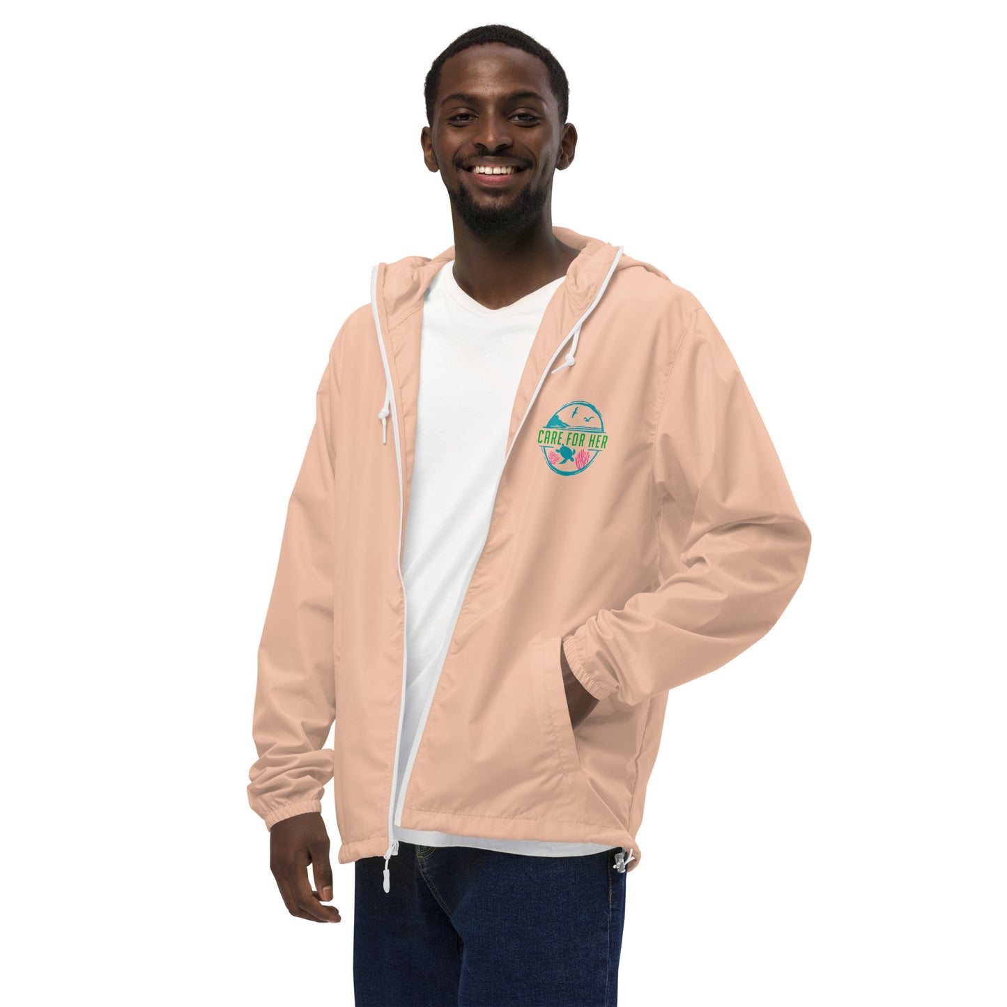 Care for Planet Earth Against Climate Change Unisex Lightweight Zip Up Windbreaker