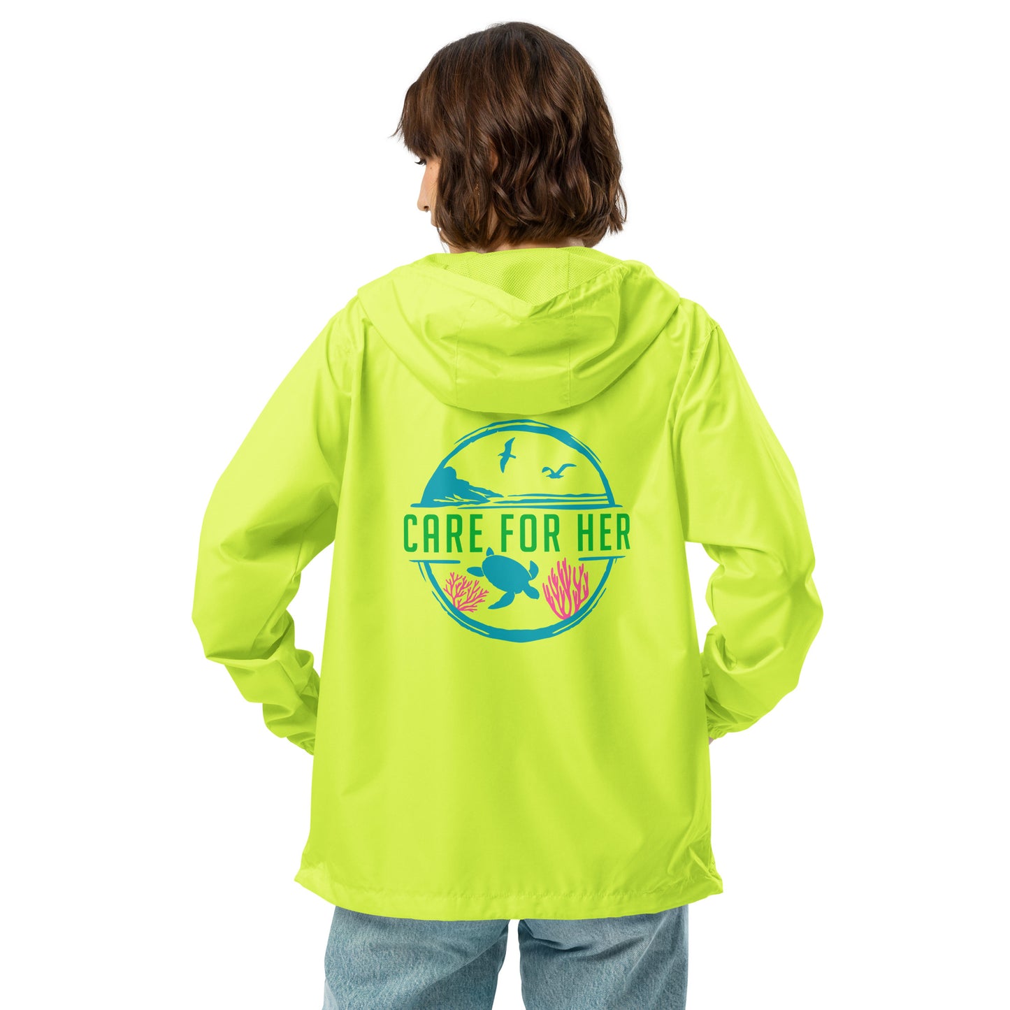 Care for Planet Earth Against Climate Change Unisex Lightweight Zip Up Windbreaker