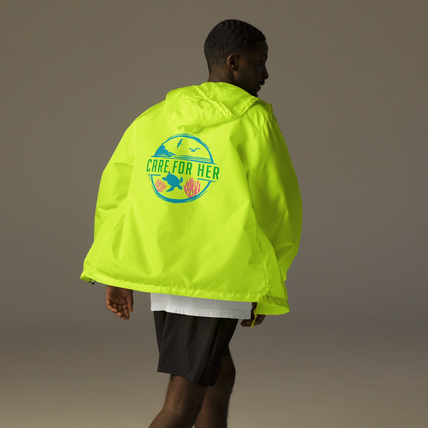 Care for Planet Earth Against Climate Change Unisex Lightweight Zip Up Windbreaker