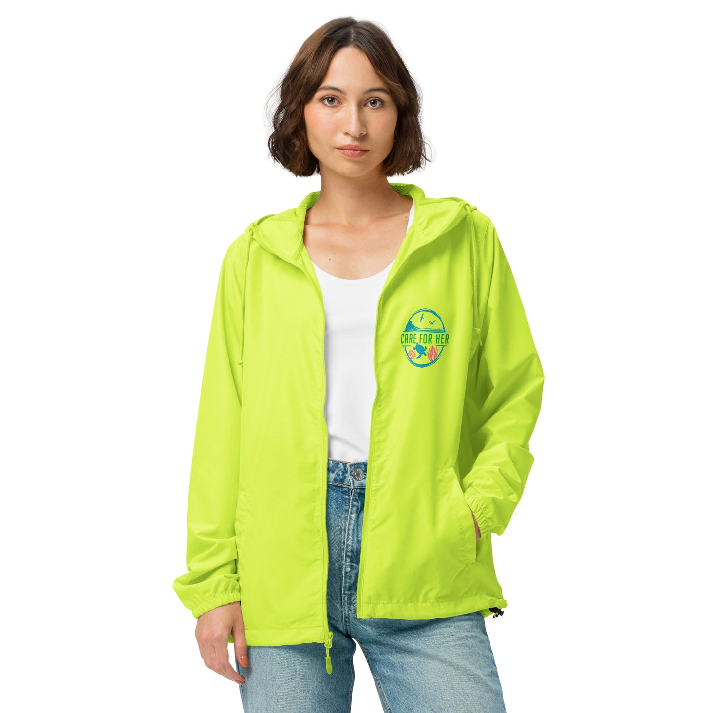 Care for Planet Earth Against Climate Change Unisex Lightweight Zip Up Windbreaker
