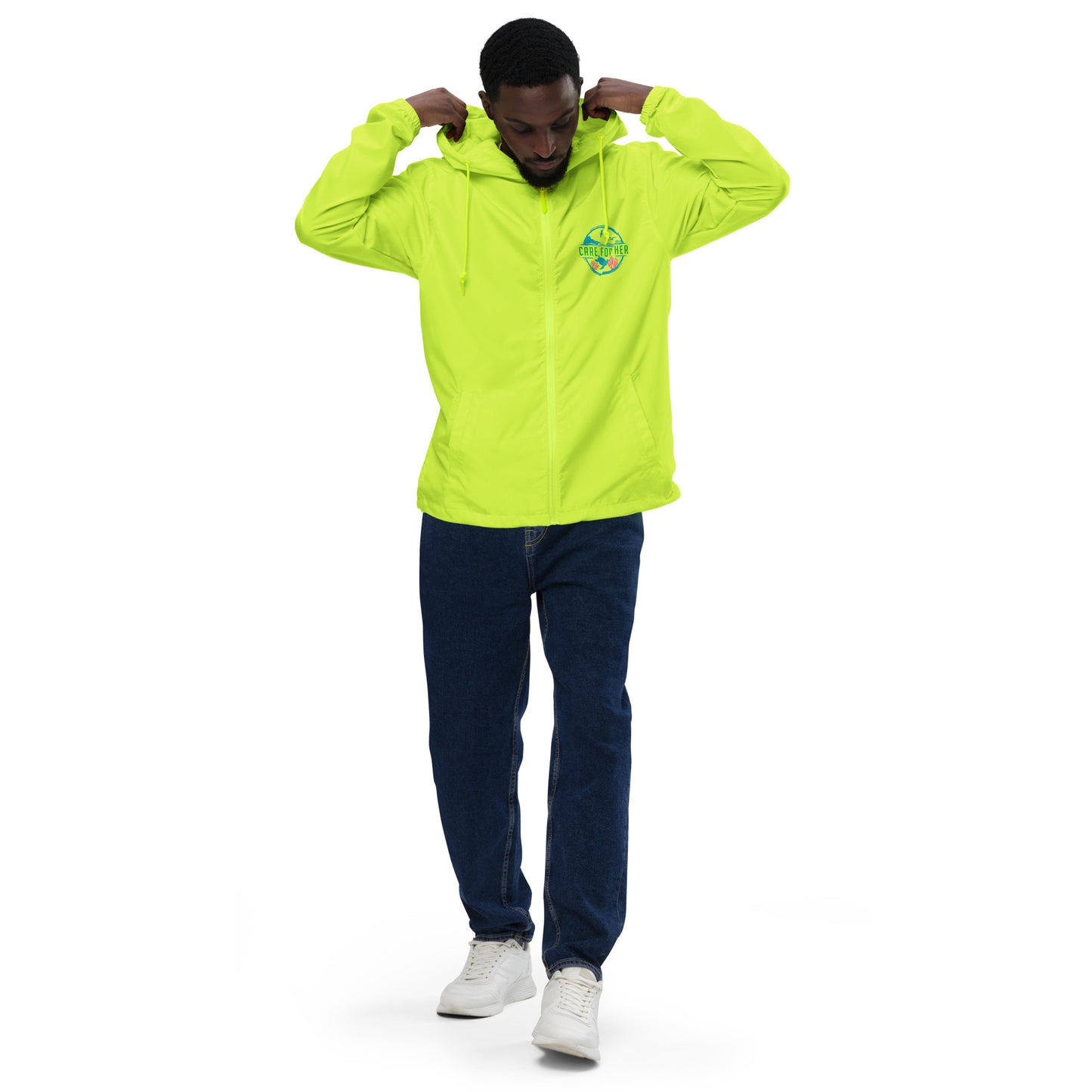 Care for Planet Earth Against Climate Change Unisex Lightweight Zip Up Windbreaker