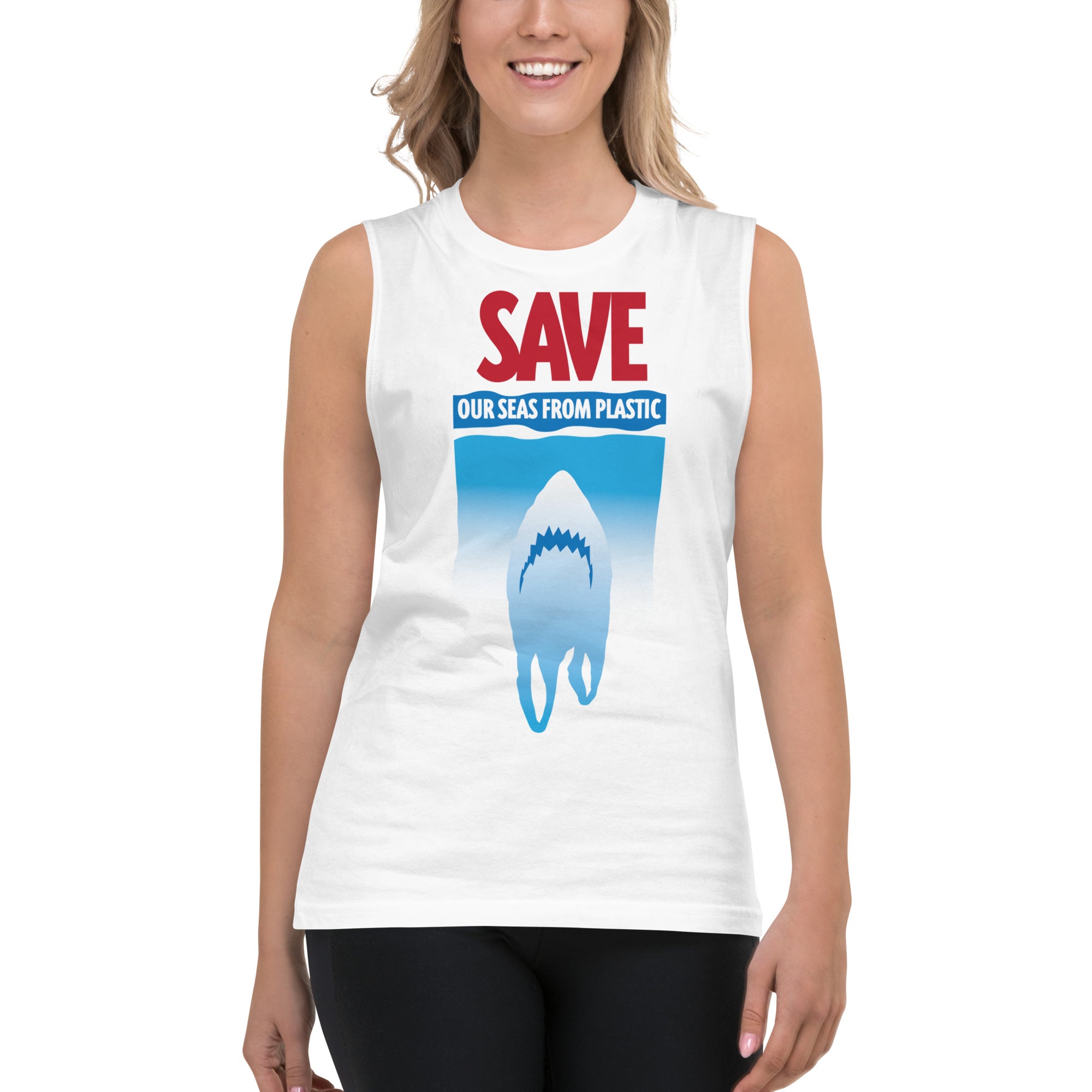 Save Our Seas From Plastic Shark Sleeveless Muscle Shirt