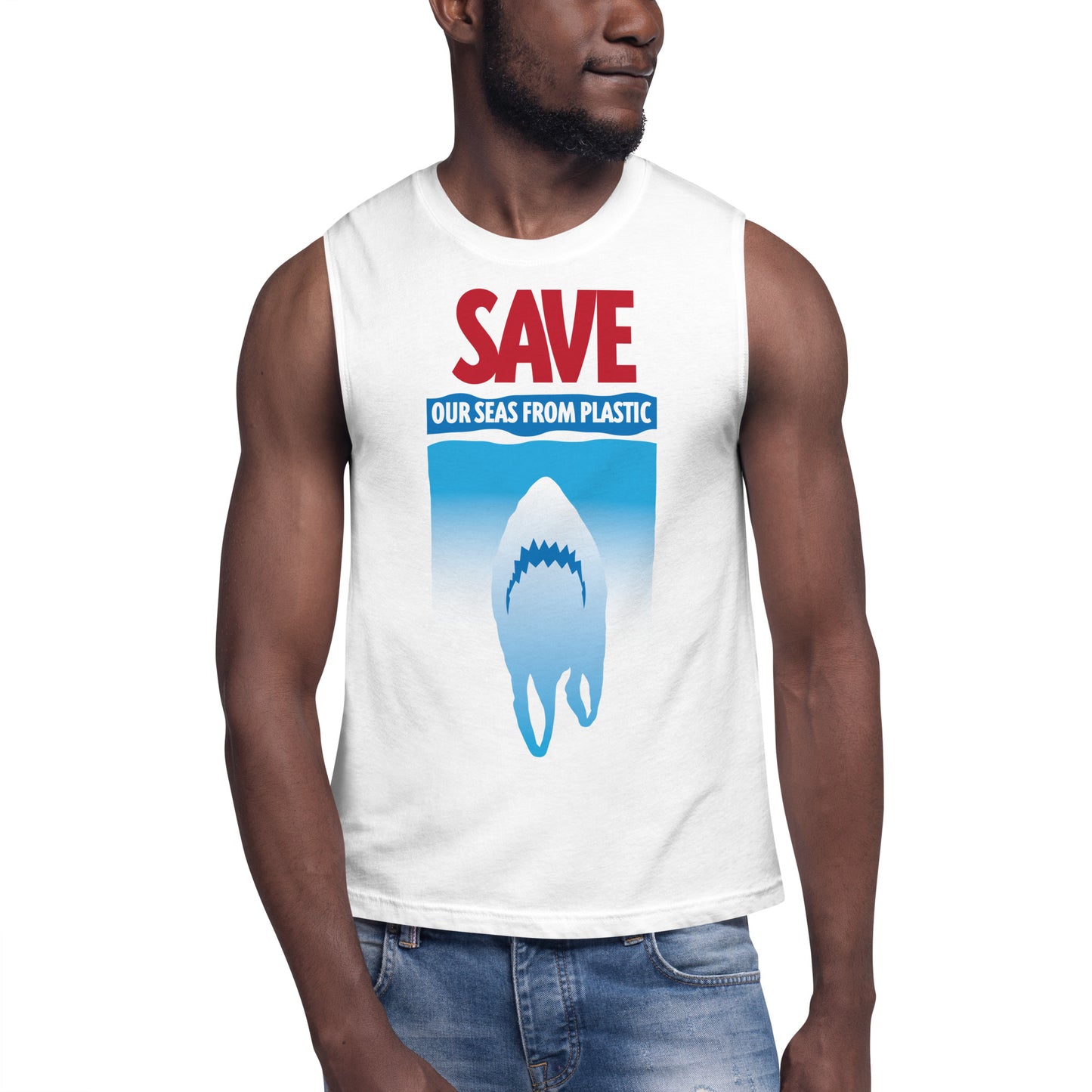 Save Our Seas From Plastic Shark Sleeveless Muscle Shirt