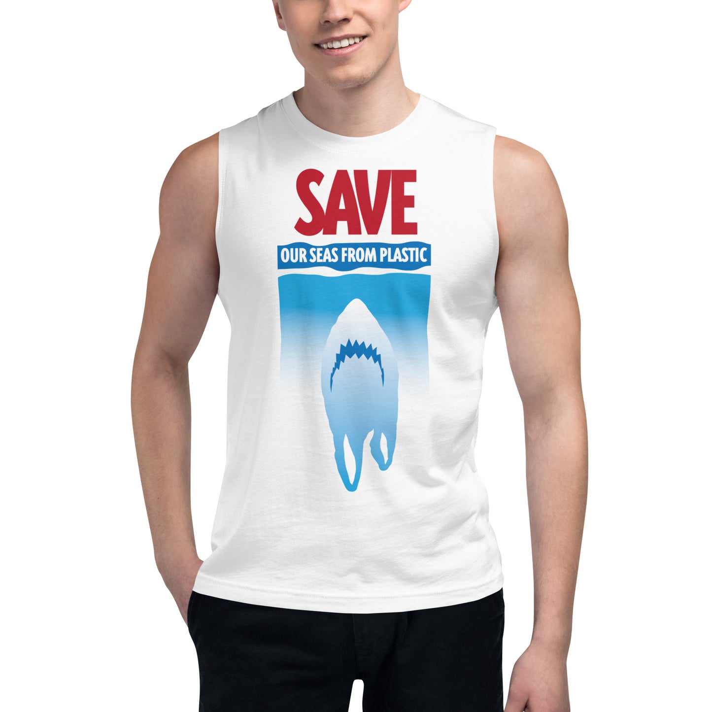 Save Our Seas From Plastic Shark Sleeveless Muscle Shirt