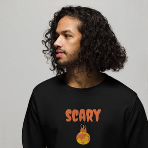 Halloween Embroidered Scary Warming Planet Unisex Black Eco Friendly Sweatshirt