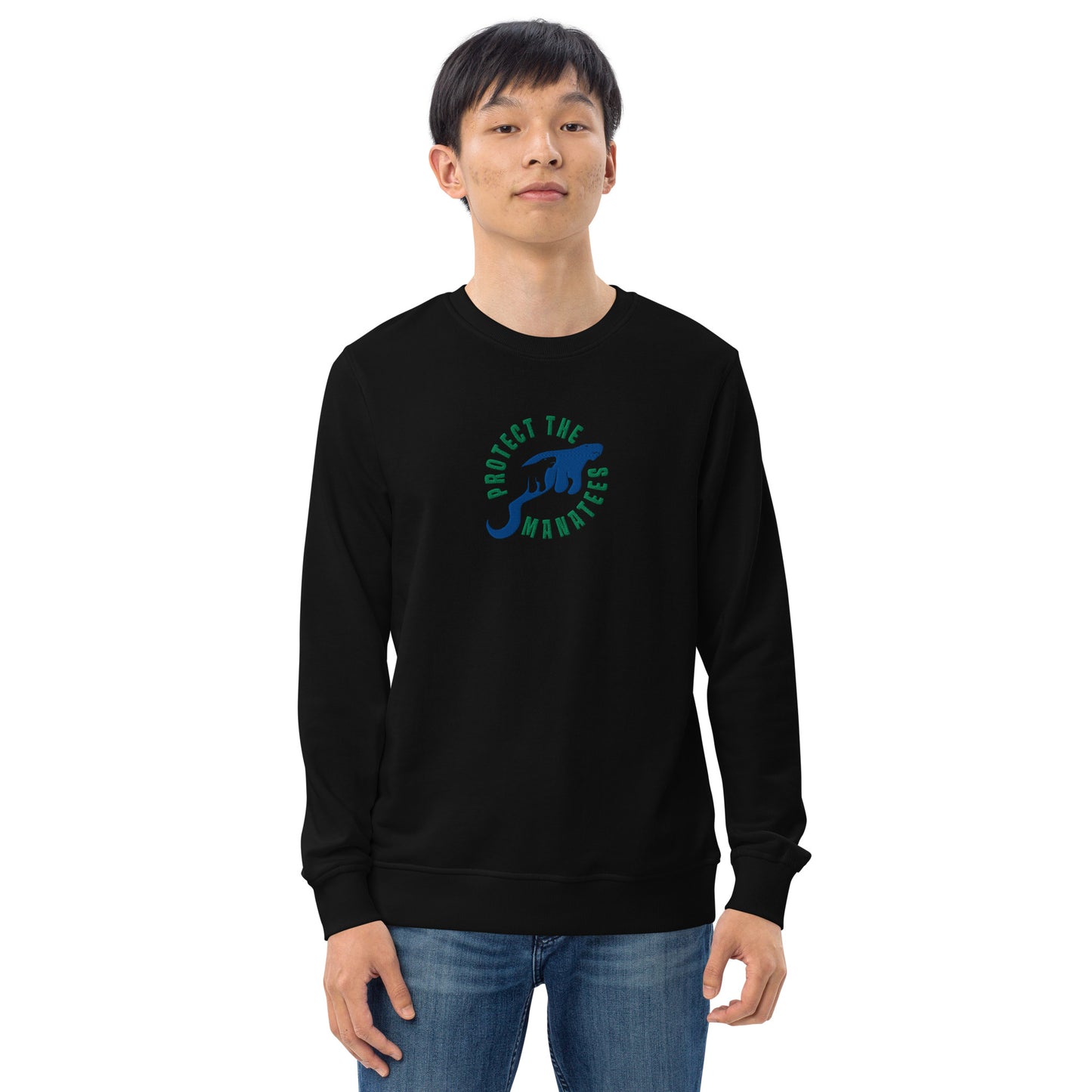 Protect the Manatees Eco Embroidered Adult Unisex Crewneck Sweatshirt