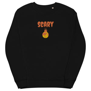 Halloween Embroidered Scary Warming Planet Unisex Black Eco Friendly Sweatshirt