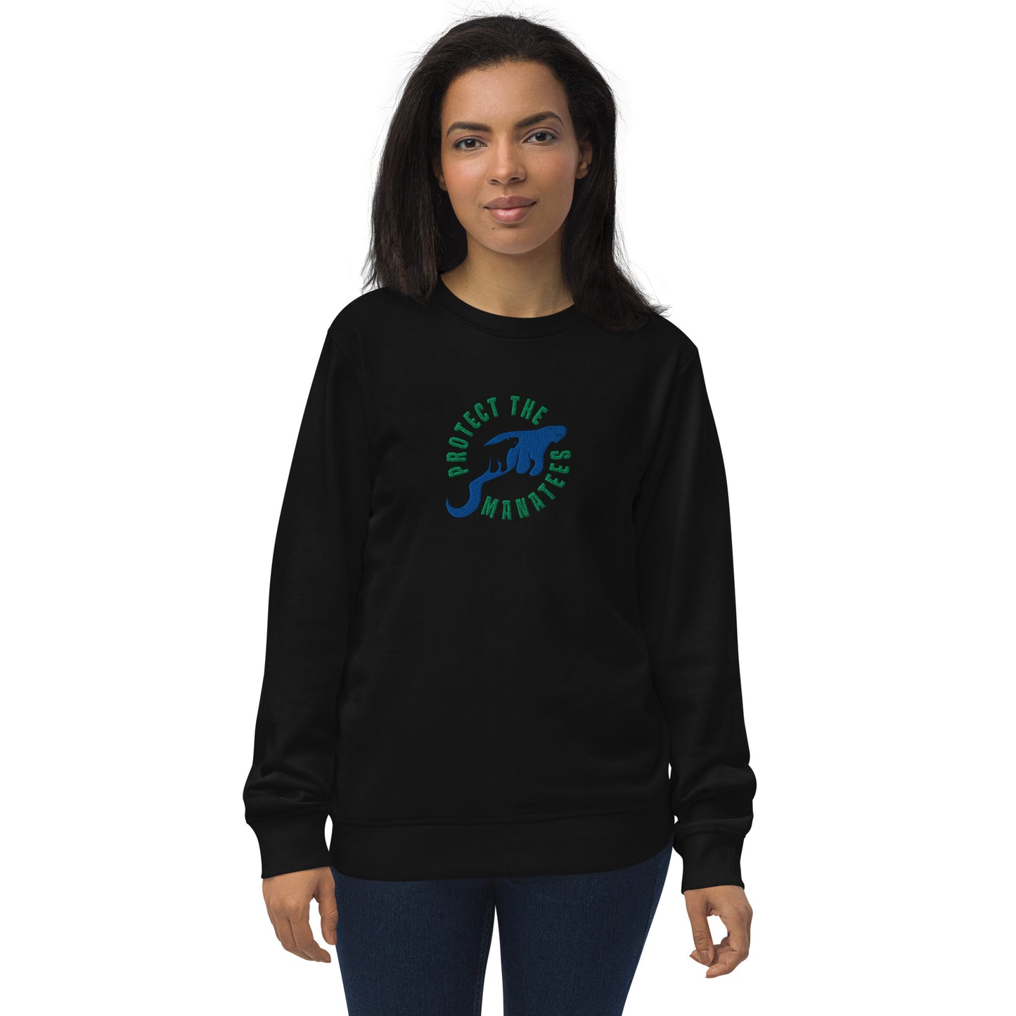 Protect the Manatees Eco Embroidered Adult Unisex Crewneck Sweatshirt
