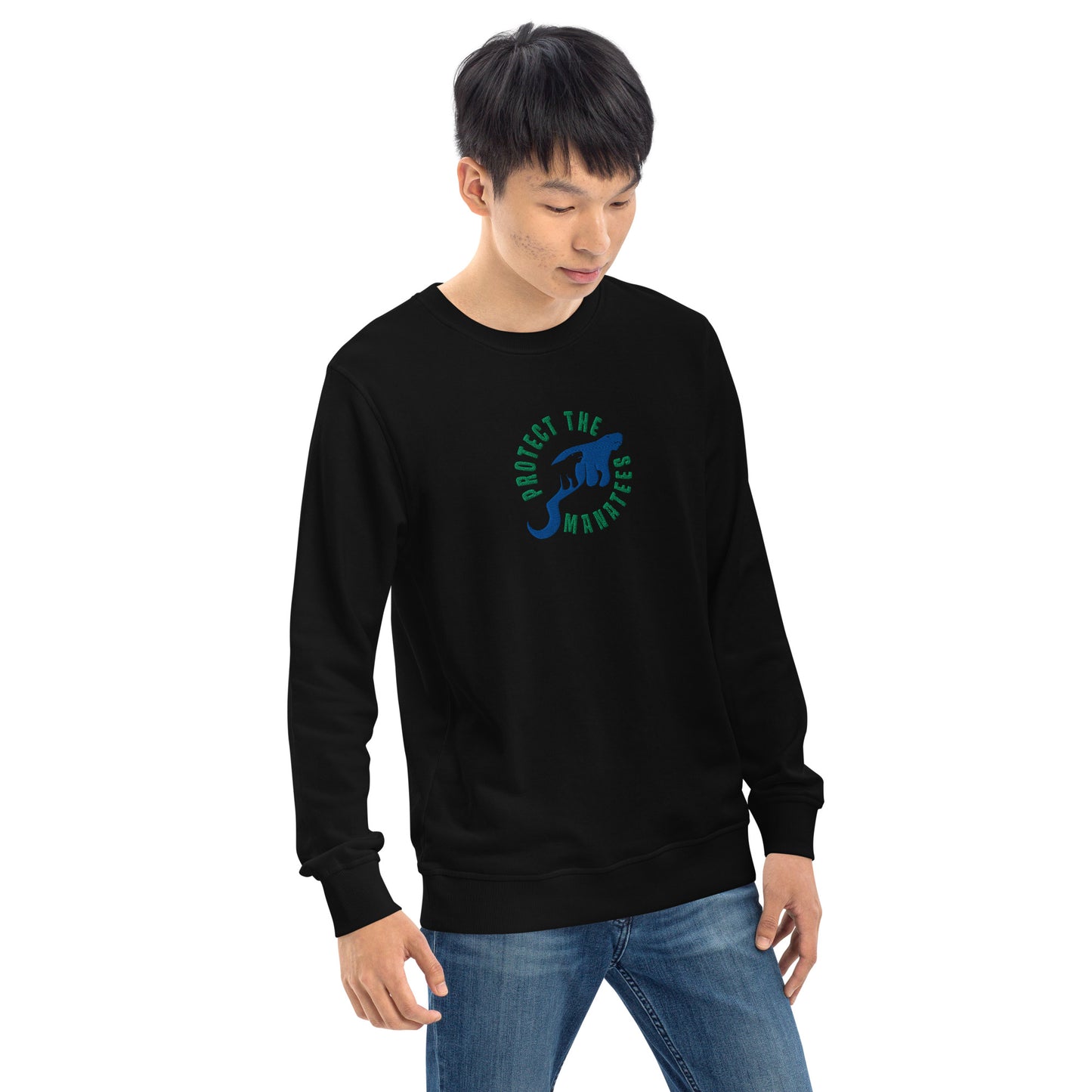 Protect the Manatees Eco Embroidered Adult Unisex Crewneck Sweatshirt