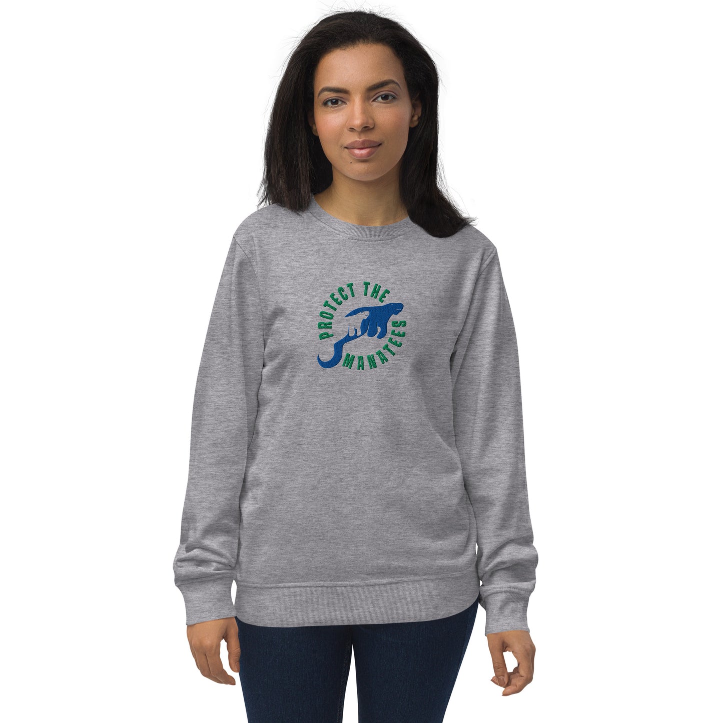 Protect the Manatees Eco Embroidered Adult Unisex Crewneck Sweatshirt