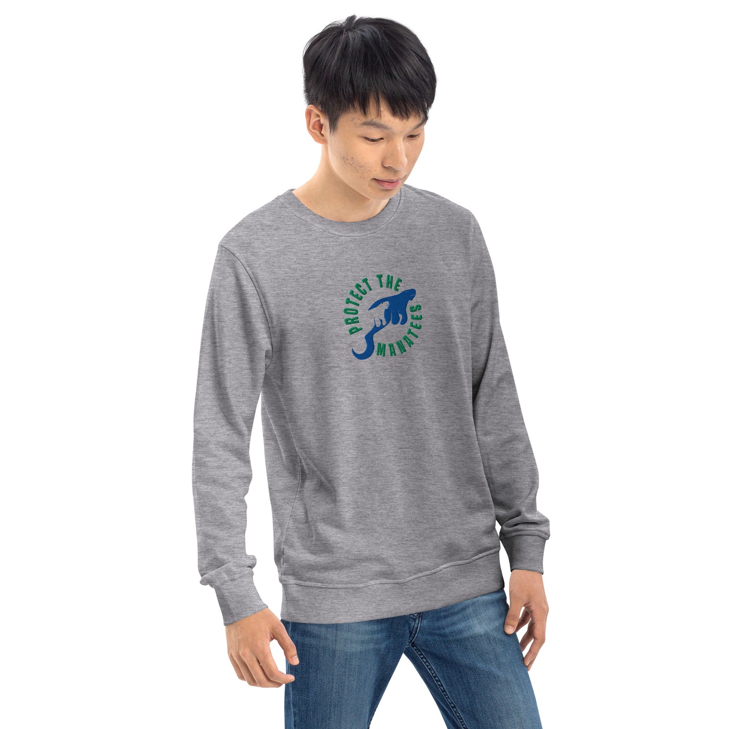 Protect the Manatees Eco Embroidered Adult Unisex Crewneck Sweatshirt