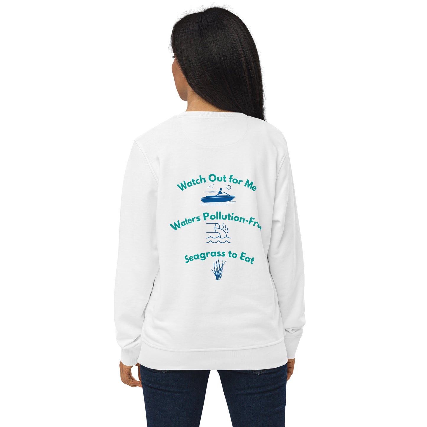 Protect the Manatees Eco Embroidered Adult Unisex Crewneck Sweatshirt