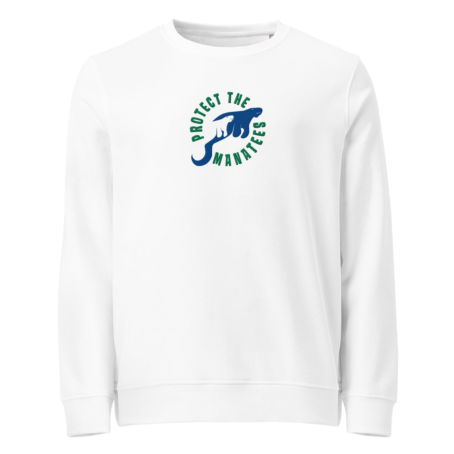 Protect the Manatees Eco Embroidered Adult Unisex Crewneck Sweatshirt