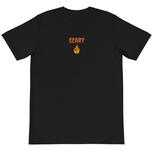 Halloween Embroidered Scary Warming Planet Unisex Black Eco Friendly T Shirt