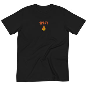 Halloween Embroidered Scary Warming Planet Unisex Black Eco Friendly T Shirt