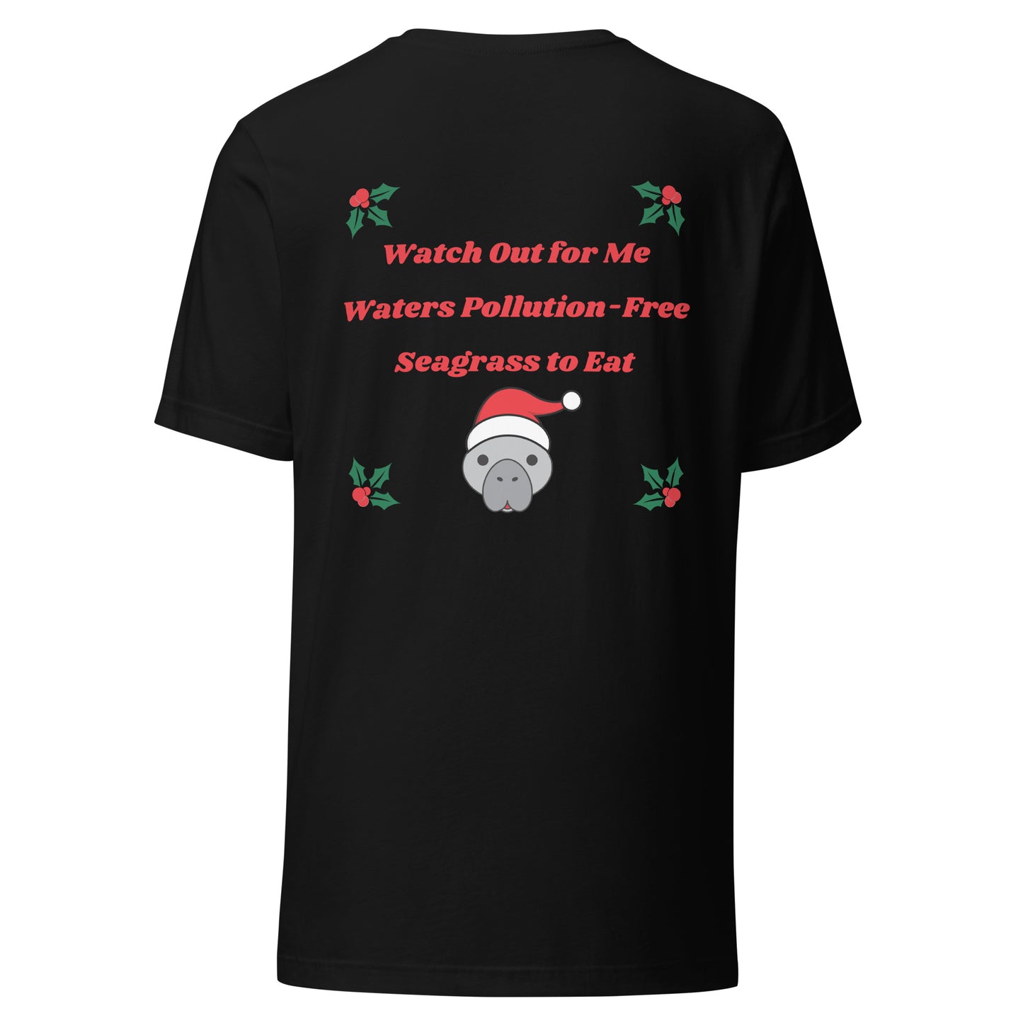Manatee Holiday Wishes Christmas Short Sleeve Unisex Graphic Shirt