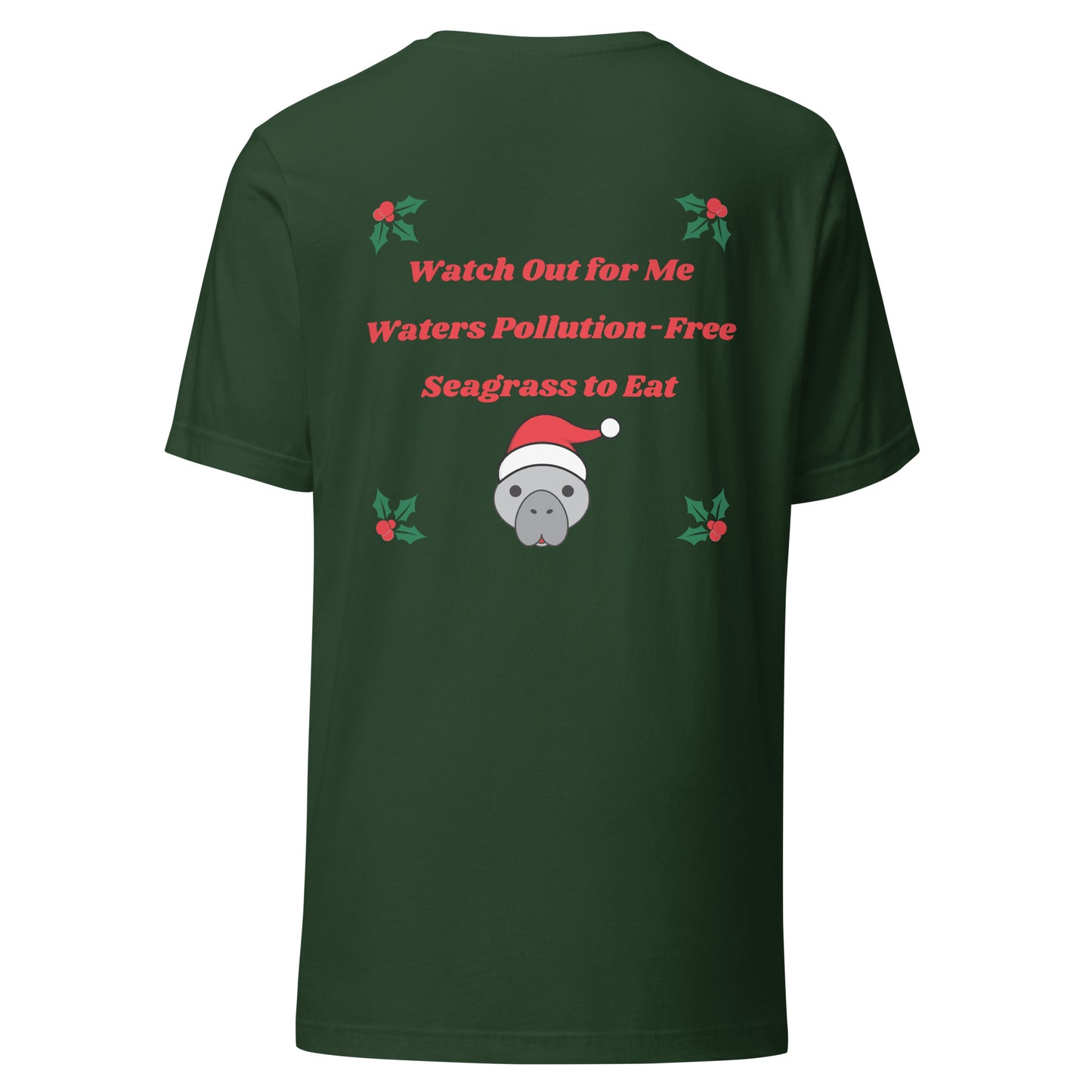 Manatee Holiday Wishes Christmas Short Sleeve Unisex Graphic Shirt