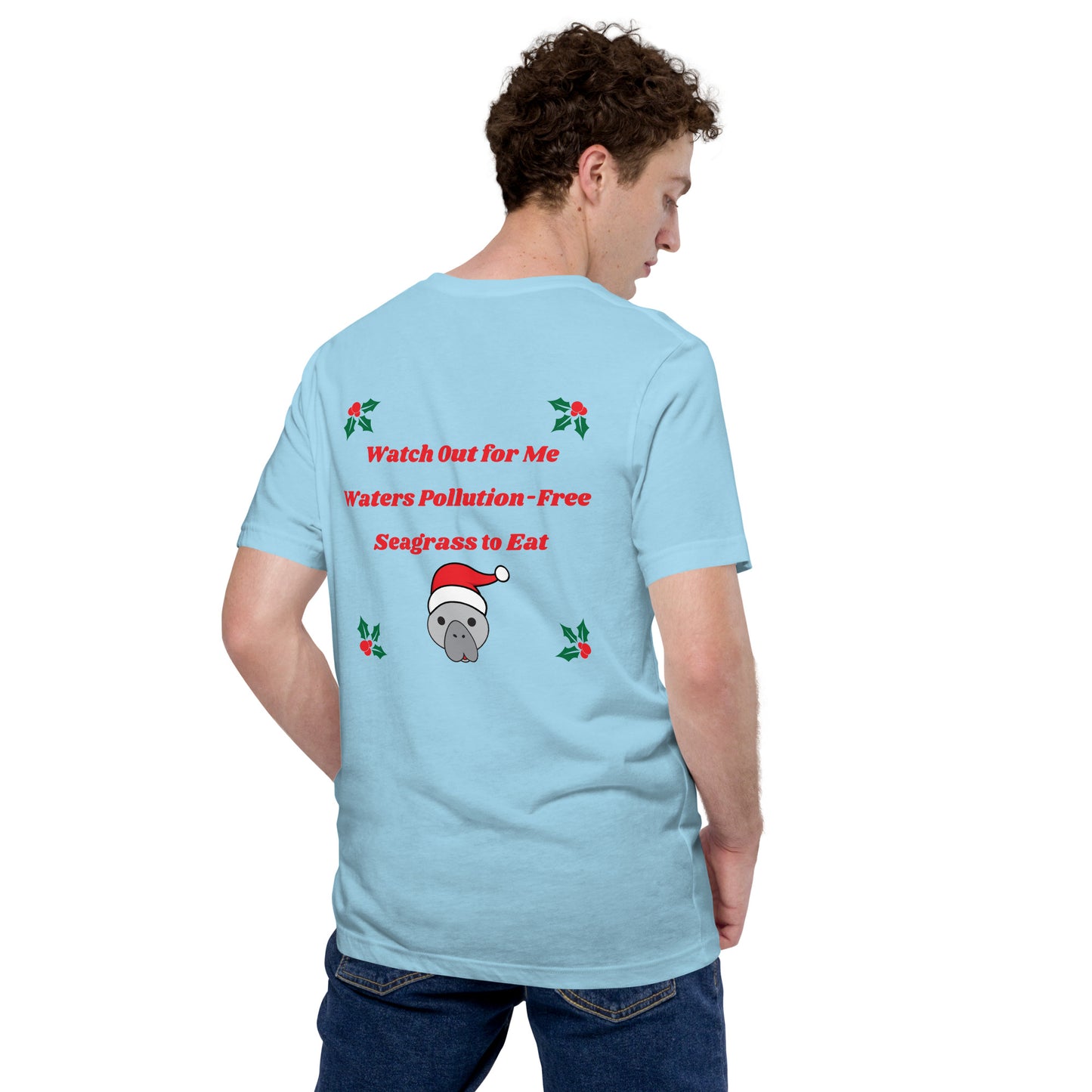 Manatee Holiday Wishes Christmas Short Sleeve Unisex Graphic Shirt
