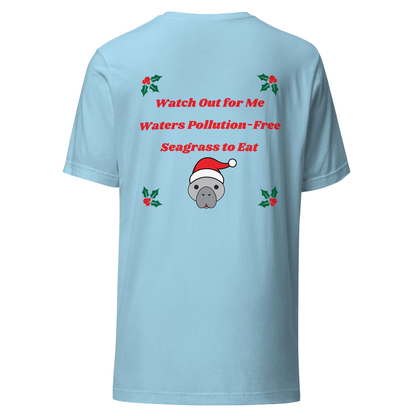 Manatee Holiday Wishes Christmas Short Sleeve Unisex Graphic Shirt