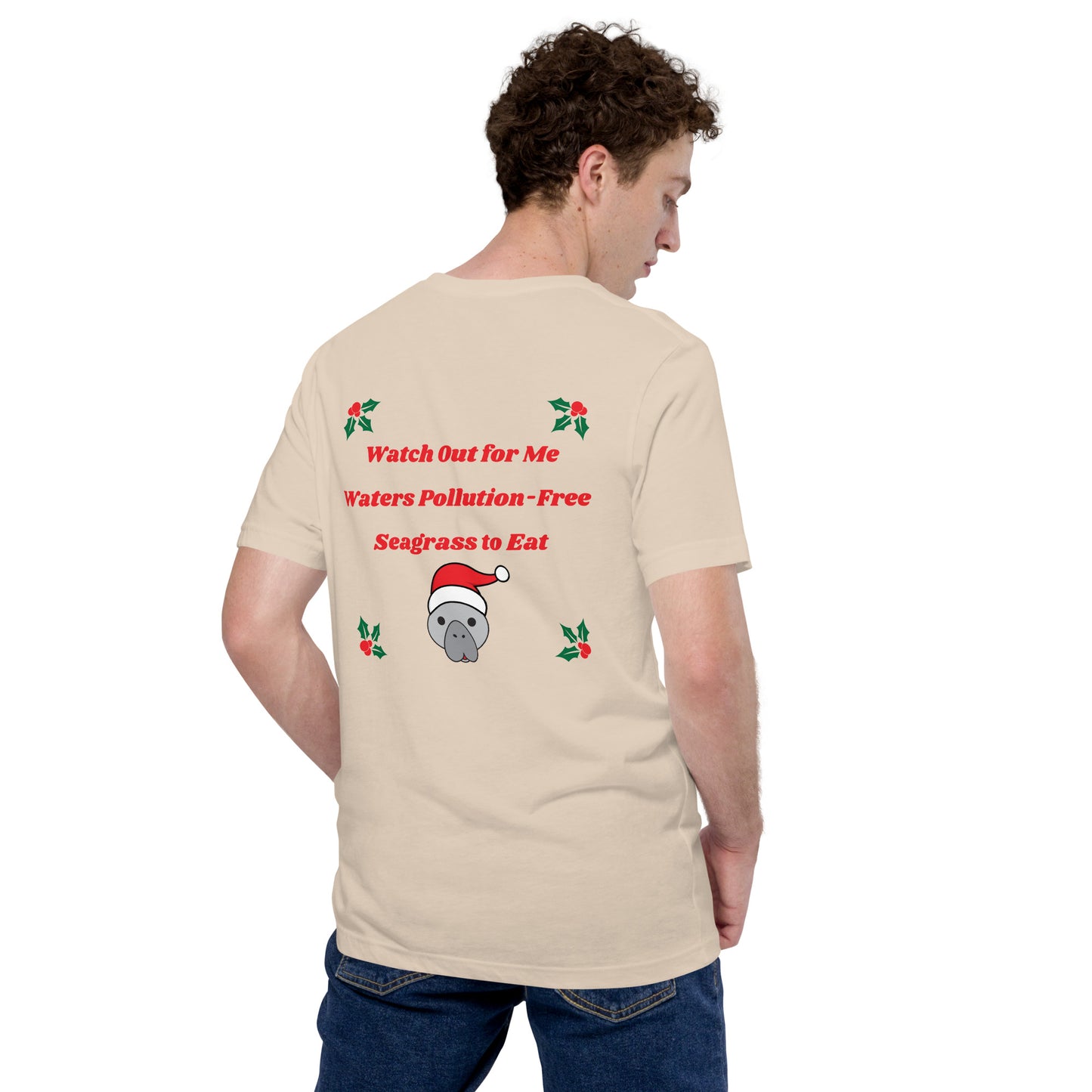Manatee Holiday Wishes Christmas Short Sleeve Unisex Graphic Shirt