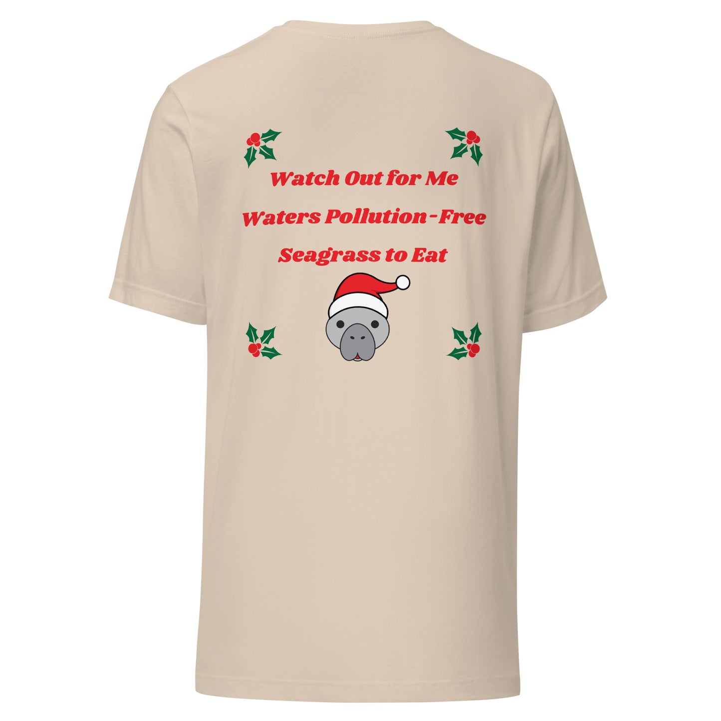 Manatee Holiday Wishes Christmas Short Sleeve Unisex Graphic Shirt