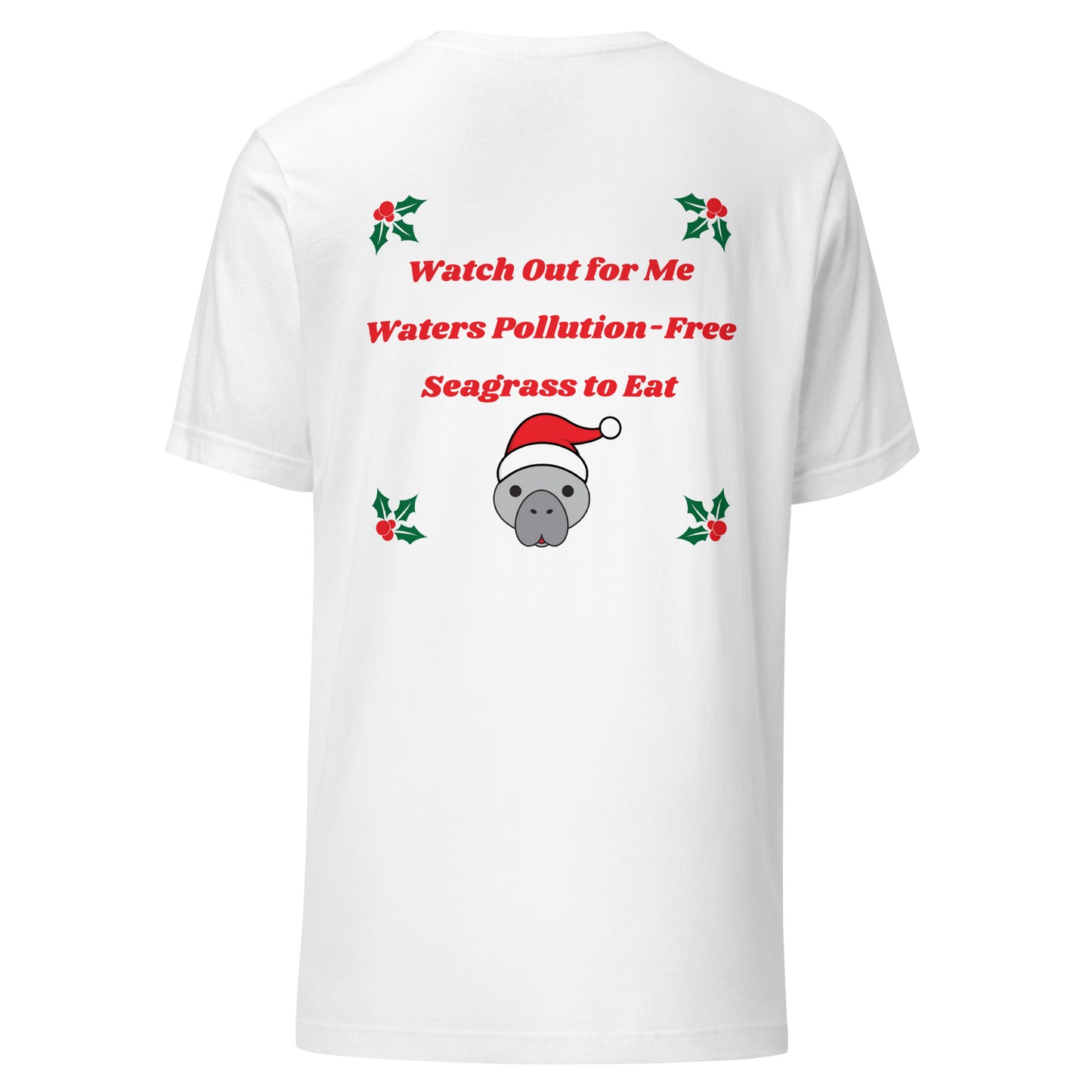 Manatee Holiday Wishes Christmas Short Sleeve Unisex Graphic Shirt