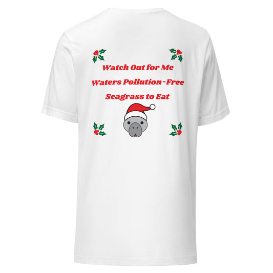Manatee Holiday Wishes Christmas Short Sleeve Unisex Graphic Shirt