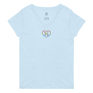 Open image in slideshow, Gay Pride Unity Women’s Recycled Embroidered V-Neck Tshirt

