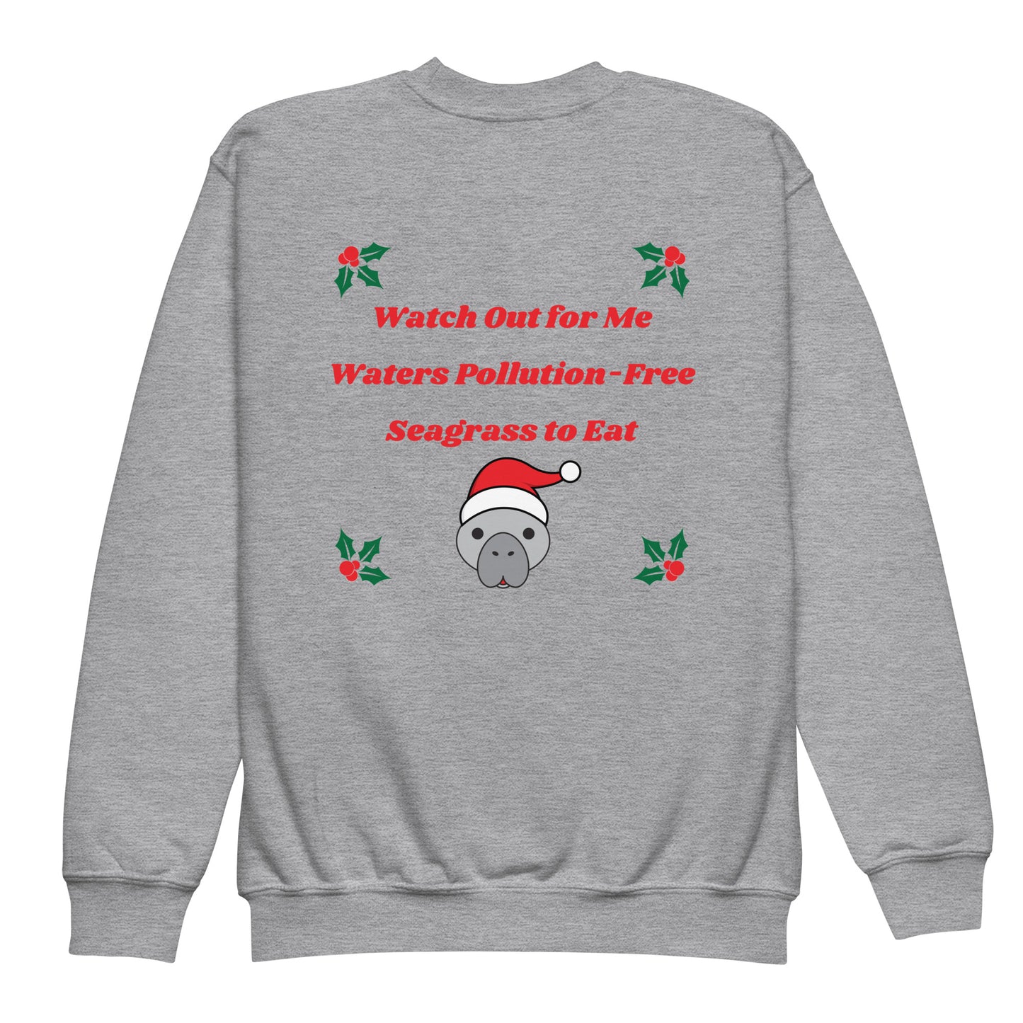Manatee Holiday Wishes Christmas Kids Graphic Crewneck Sweatshirt