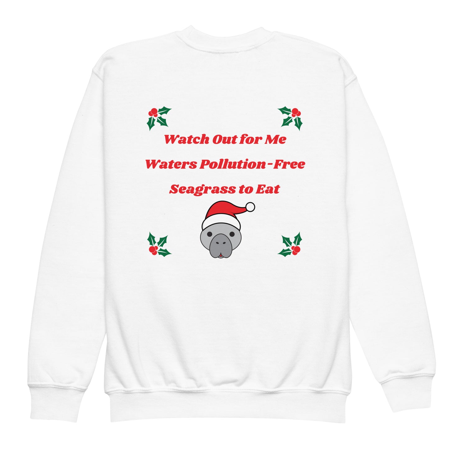 Manatee Holiday Wishes Christmas Kids Graphic Crewneck Sweatshirt