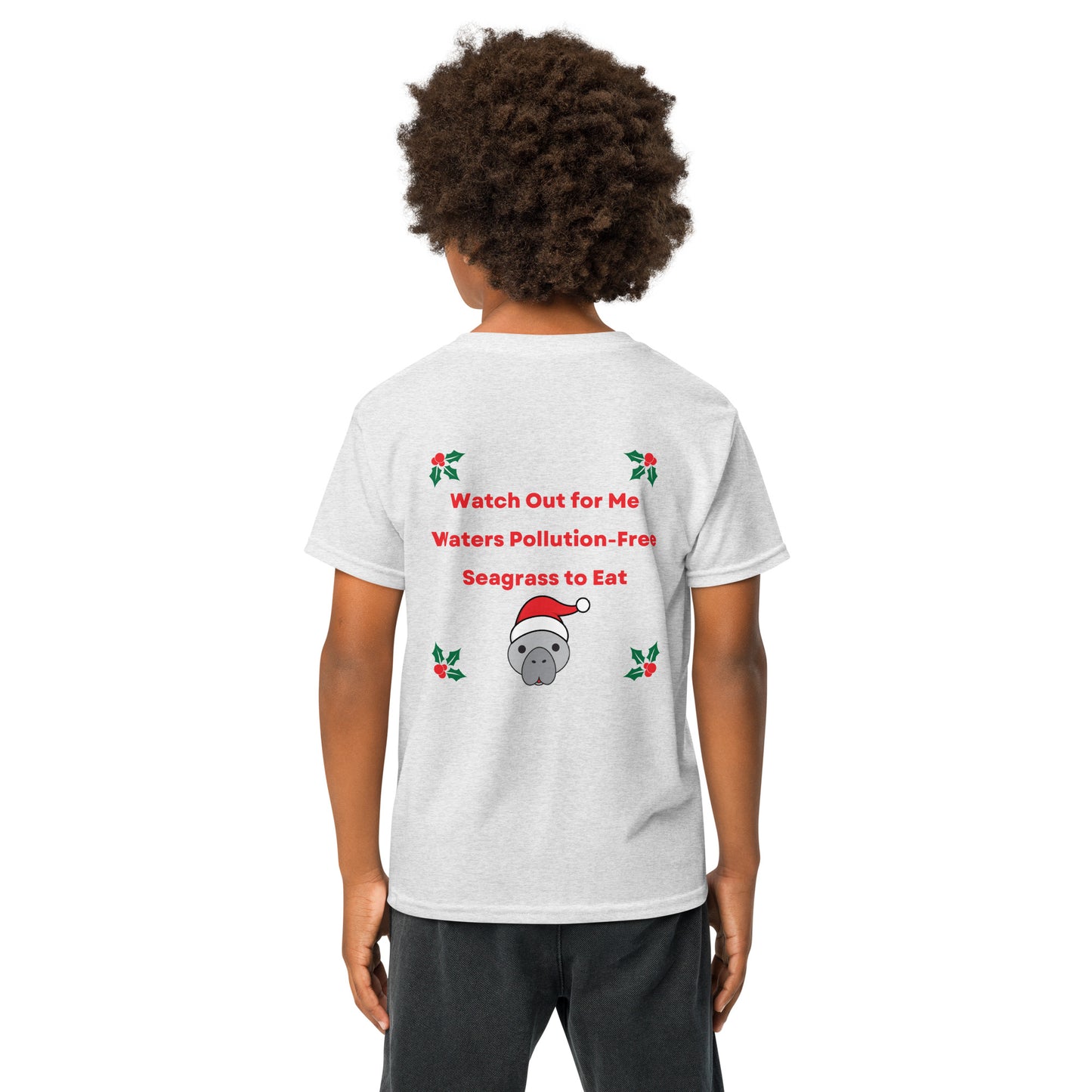 Manatee Wishes Christmas Youth Short Sleeve Shirt